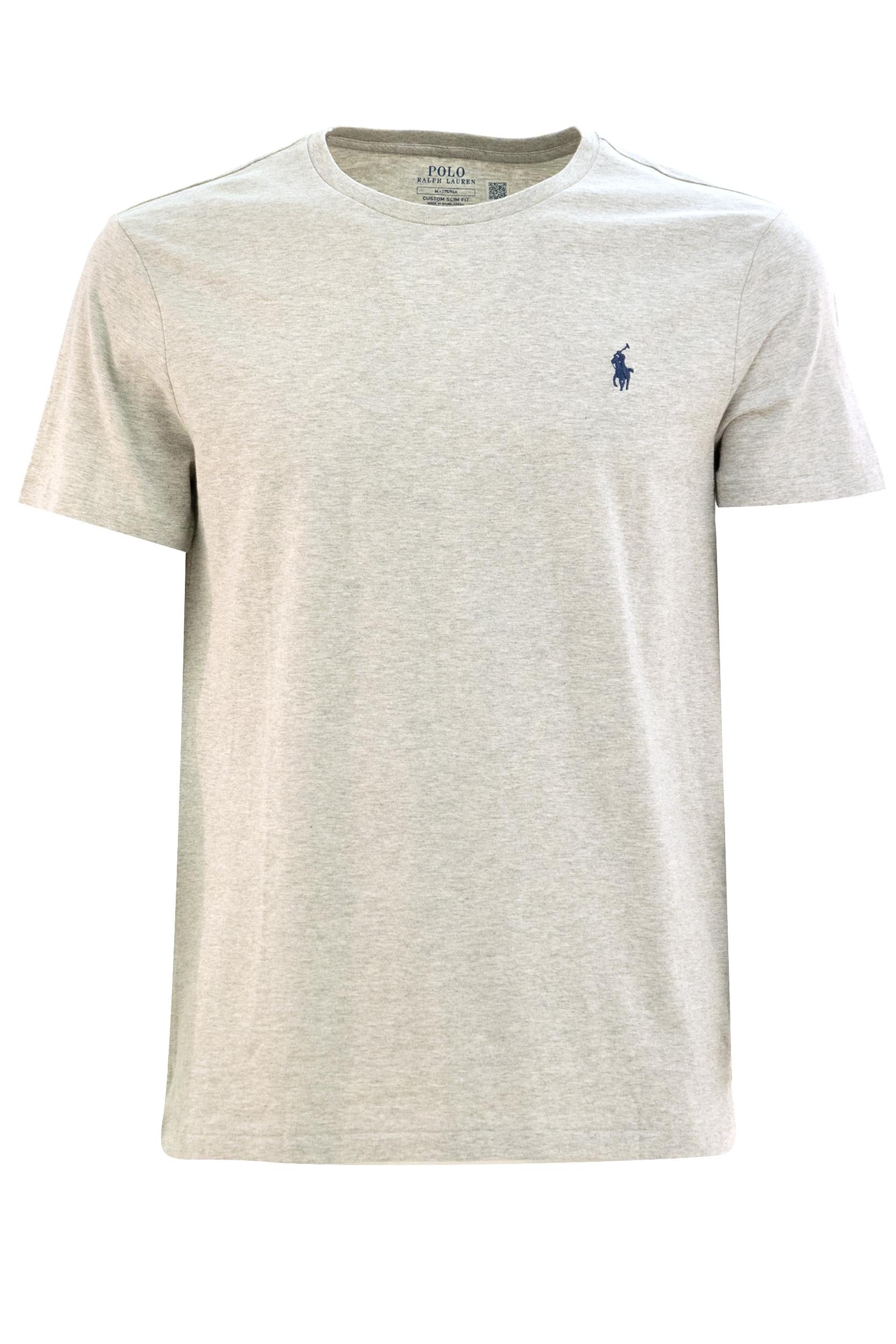 T-shirt in cotone di colore grigio<BR/> 710680785002 GREY POLO RALPH LAUREN