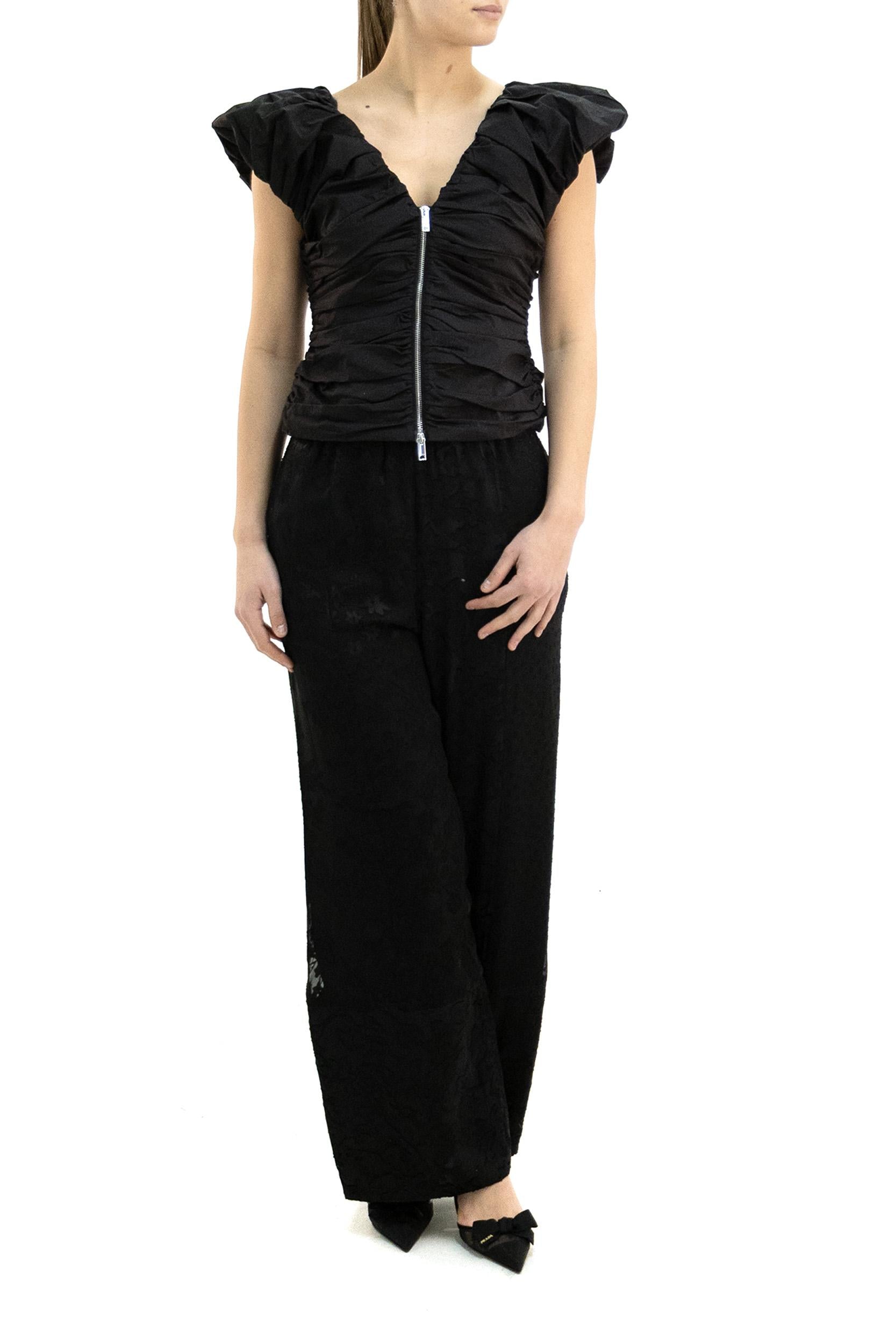 Top in cotone di colore nero<BR/> A1040071 099 GANNI