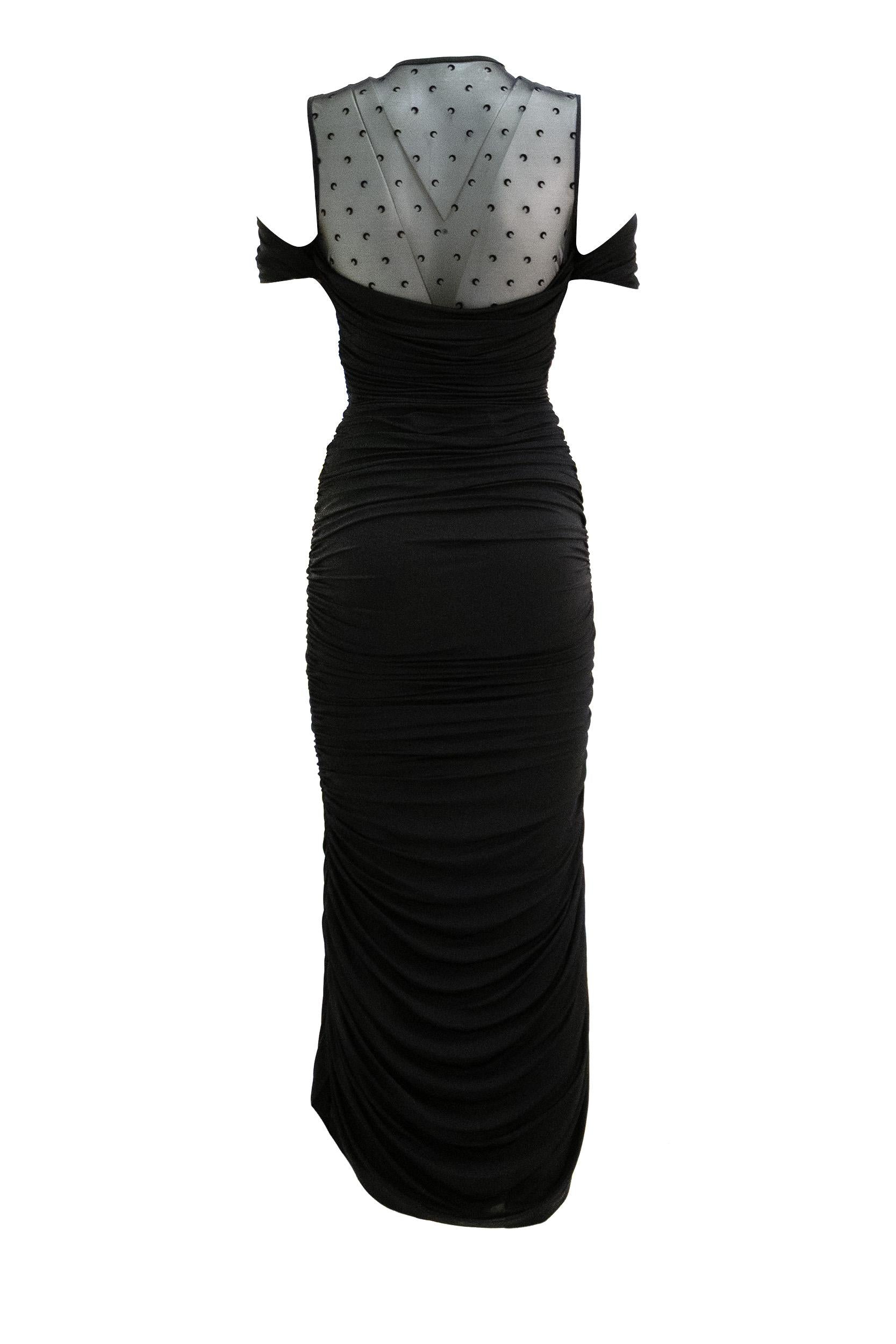 Abito lungo in viscosa di colore nero<BR/> WDR437A CJER0022 BK99 MARINE SERRE