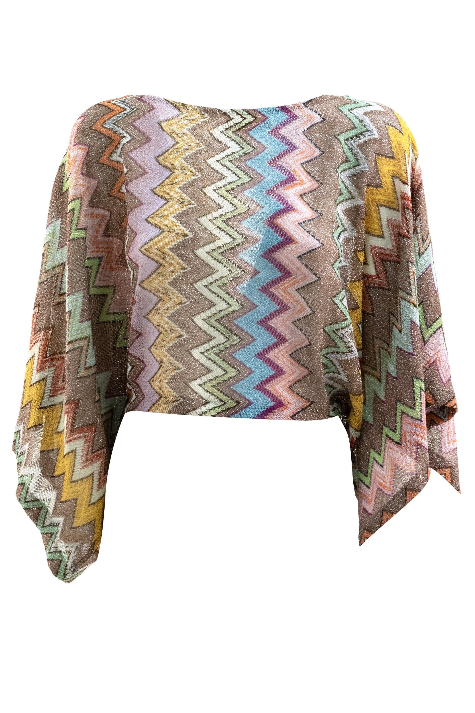 Top in viscosa lamΓ© con macro zig zag multicolore<BR/> MS26SK06-BR014K SM9YK MISSONI