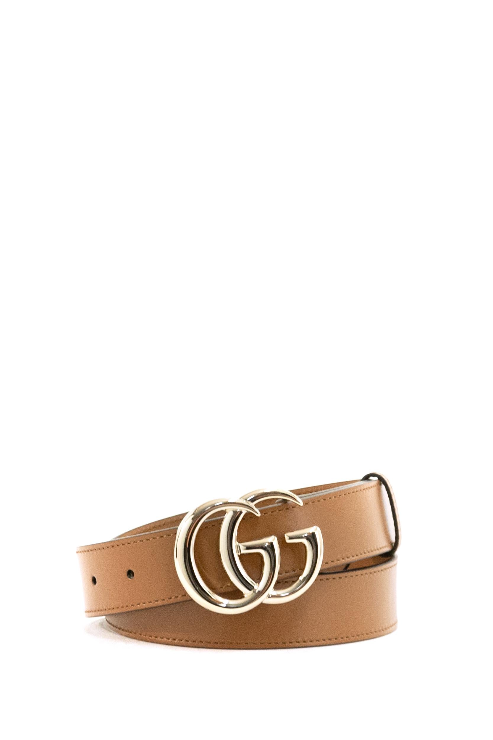 Cintura GG Marmont in pelle di colore marrone<BR/> 625839 0AAA5 2718 GUCCI