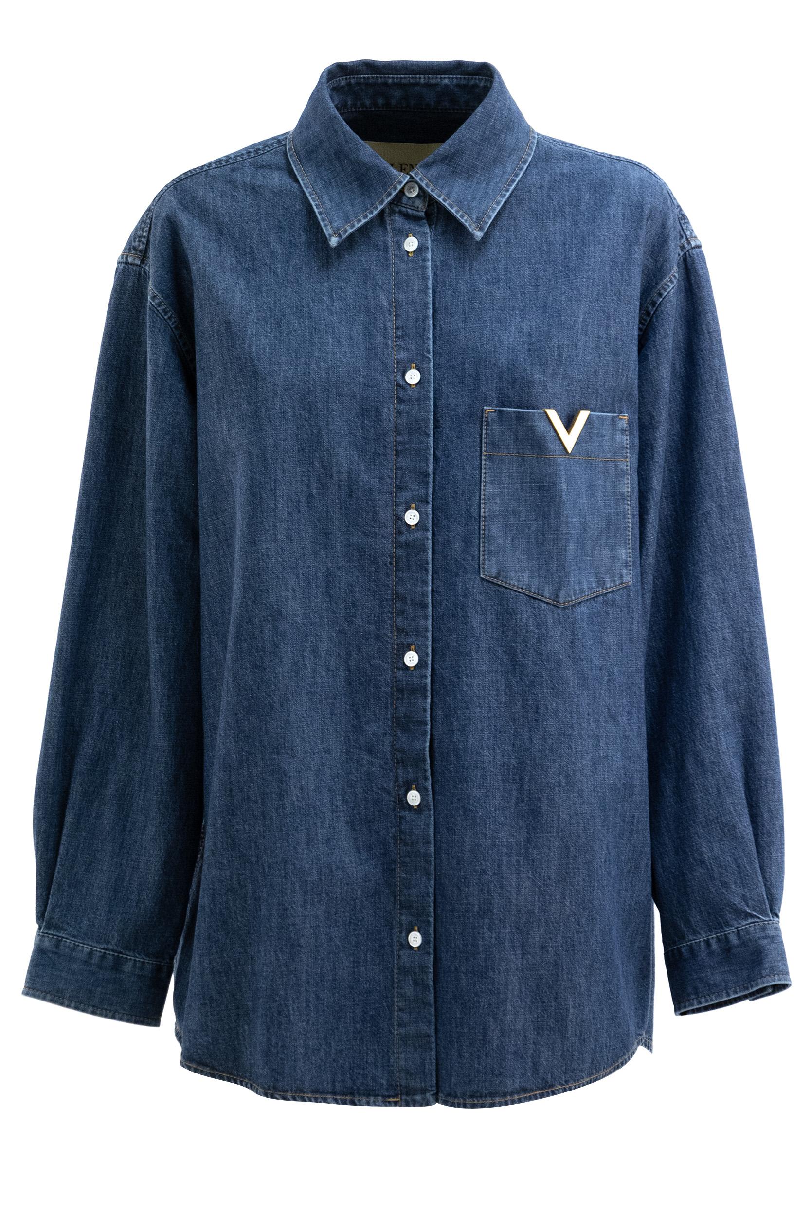 Camicia in Denim Chambray<BR/> 8B3DB03K9YA 558 VALENTINO GARAVANI