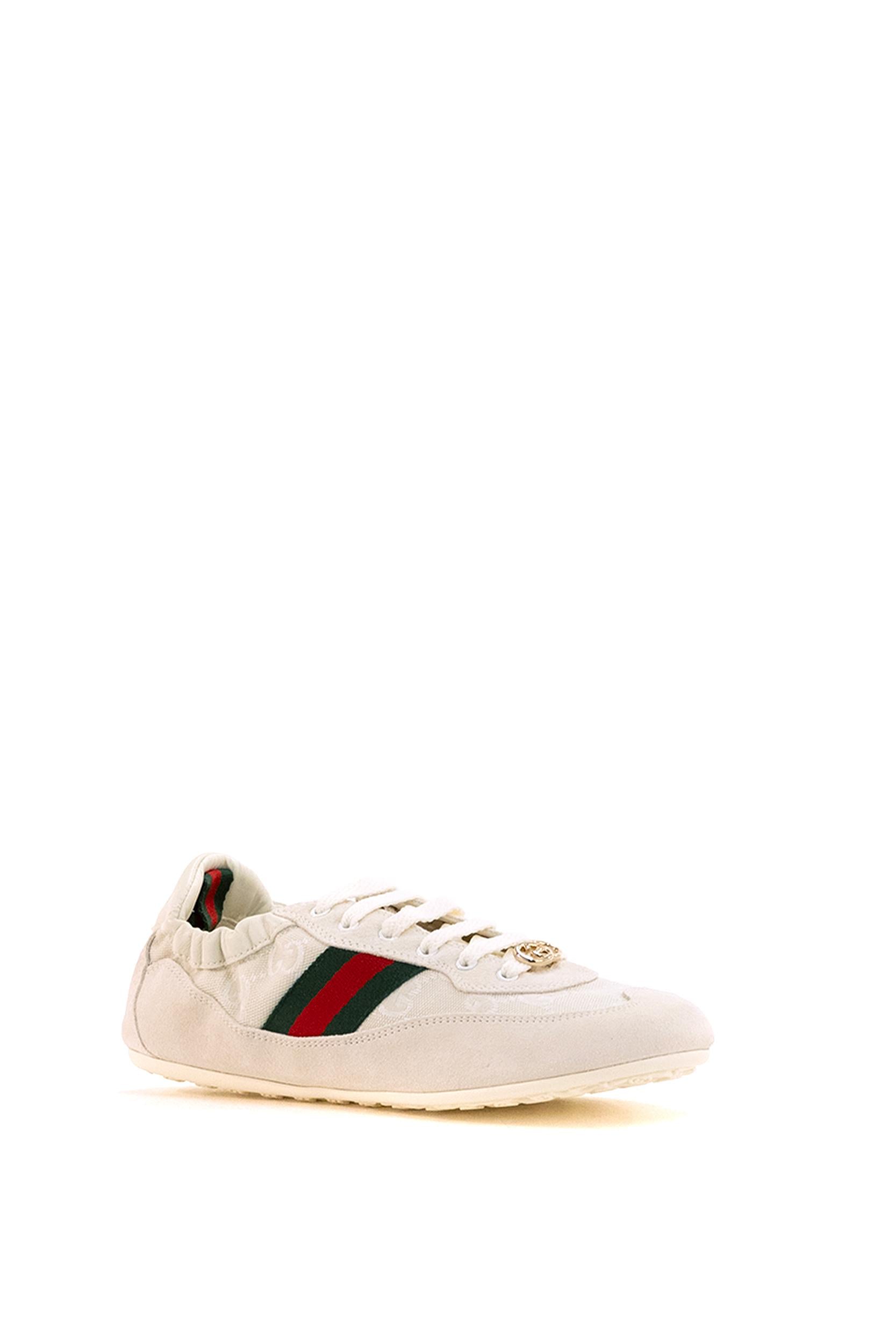 Sneakers Gucci Shift in suede e tessuto GG bianco<BR/> 857963 AAF2F 9163 GUCCI