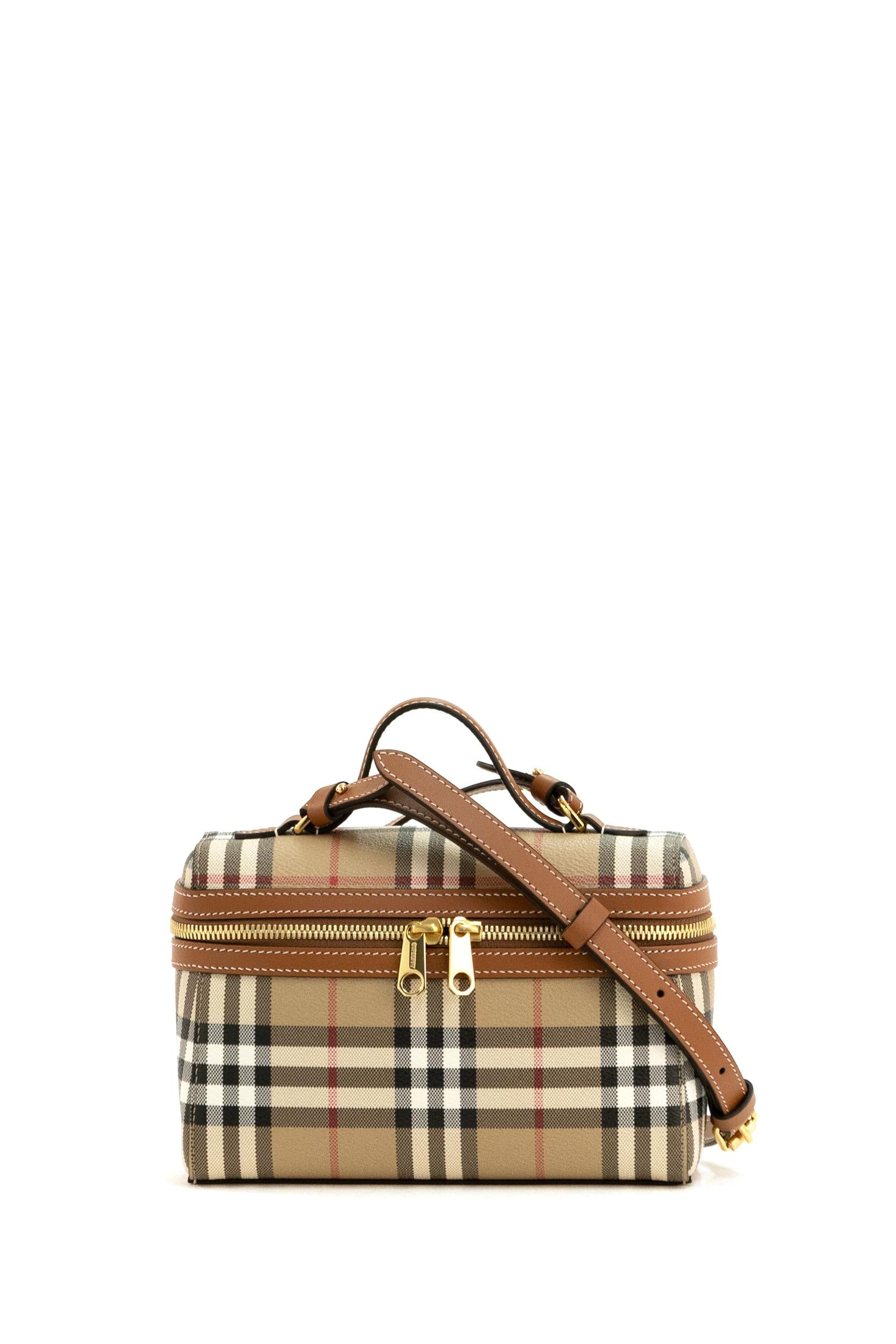 Borsa Vanity Check? di colore beige archivio<BR/> 8120525 CHKBROWN BURBERRY