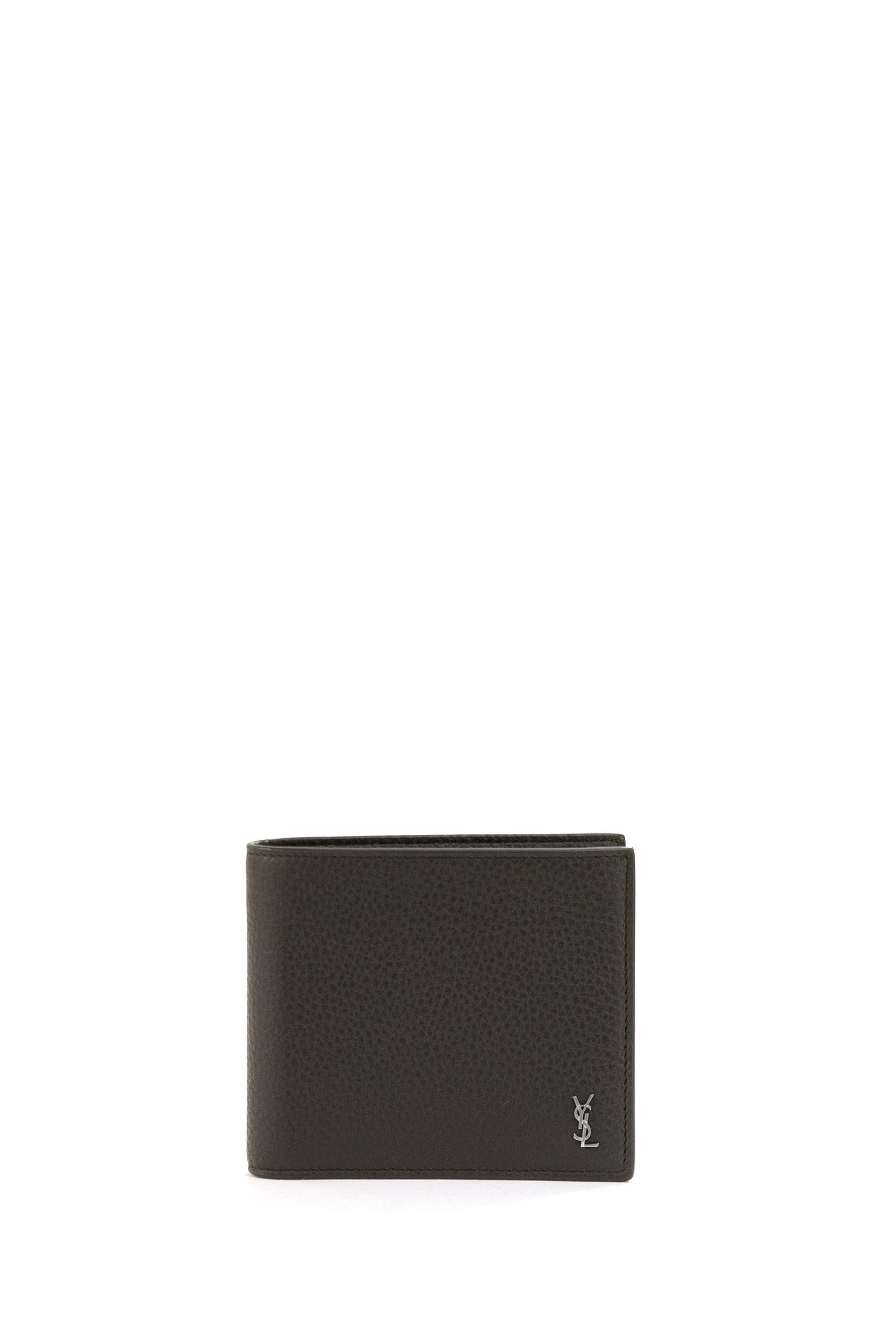 Portafoglio East/West Tiny in pelle martellata di colore marrone<BR/> 847954 AAELP 1997 SAINT LAURENT