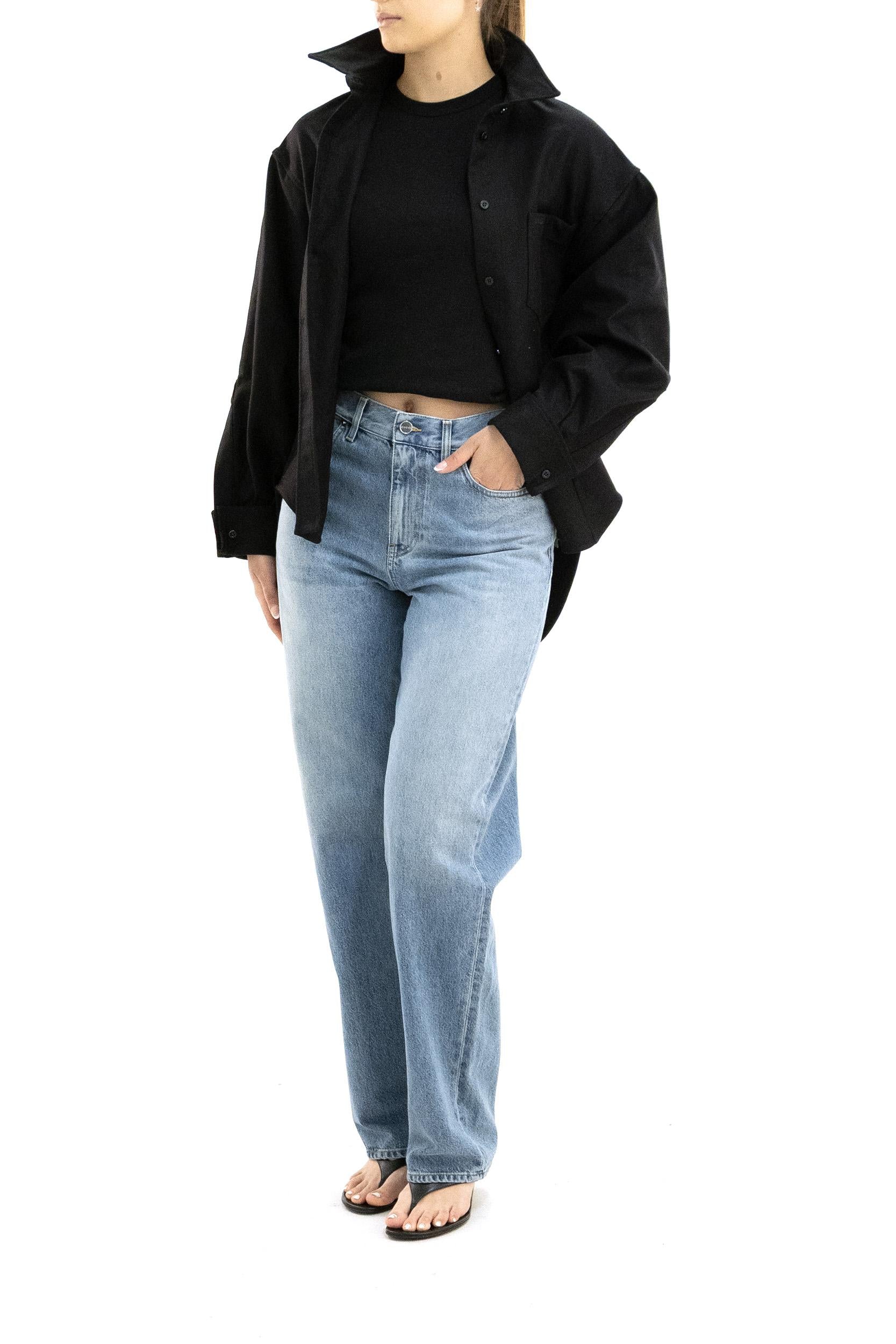 Camicia in cotone di colore nero<BR/> 872318 TUP18 1000 BALENCIAGA
