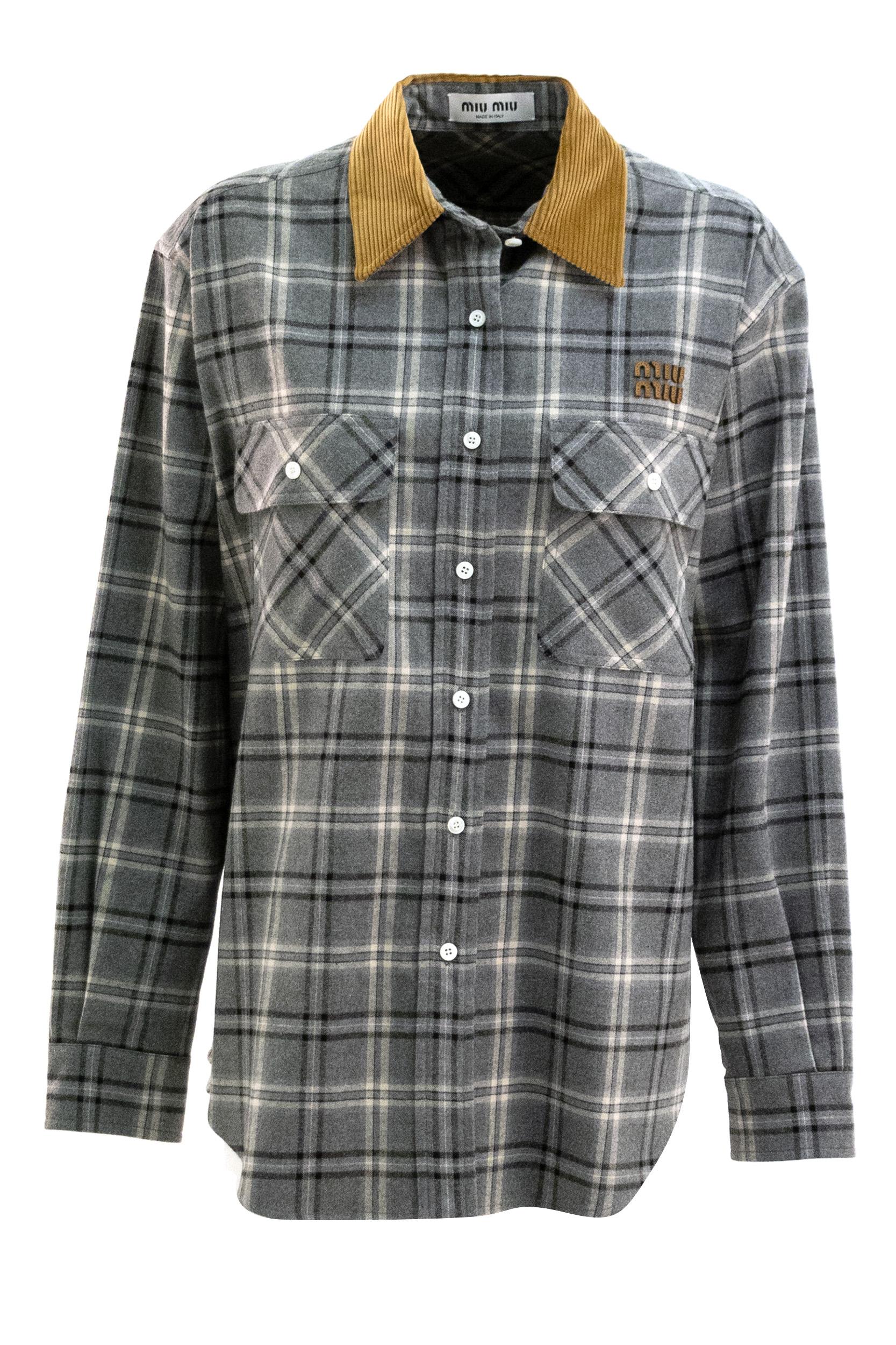 Camicia in flanella check color grigio<BR/> MK2010 S OOO 1807 F0480 MIU MIU