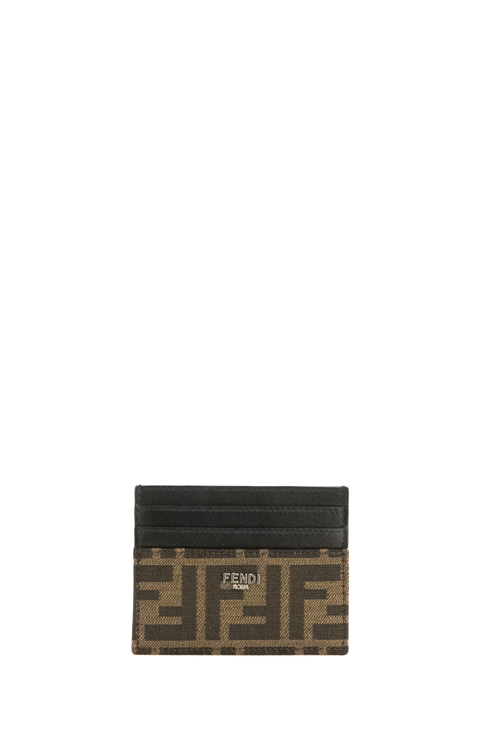 Portacarte FF Jaquard Pelle Nero<BR/> 7M0164 ALWK F0L3T FENDI