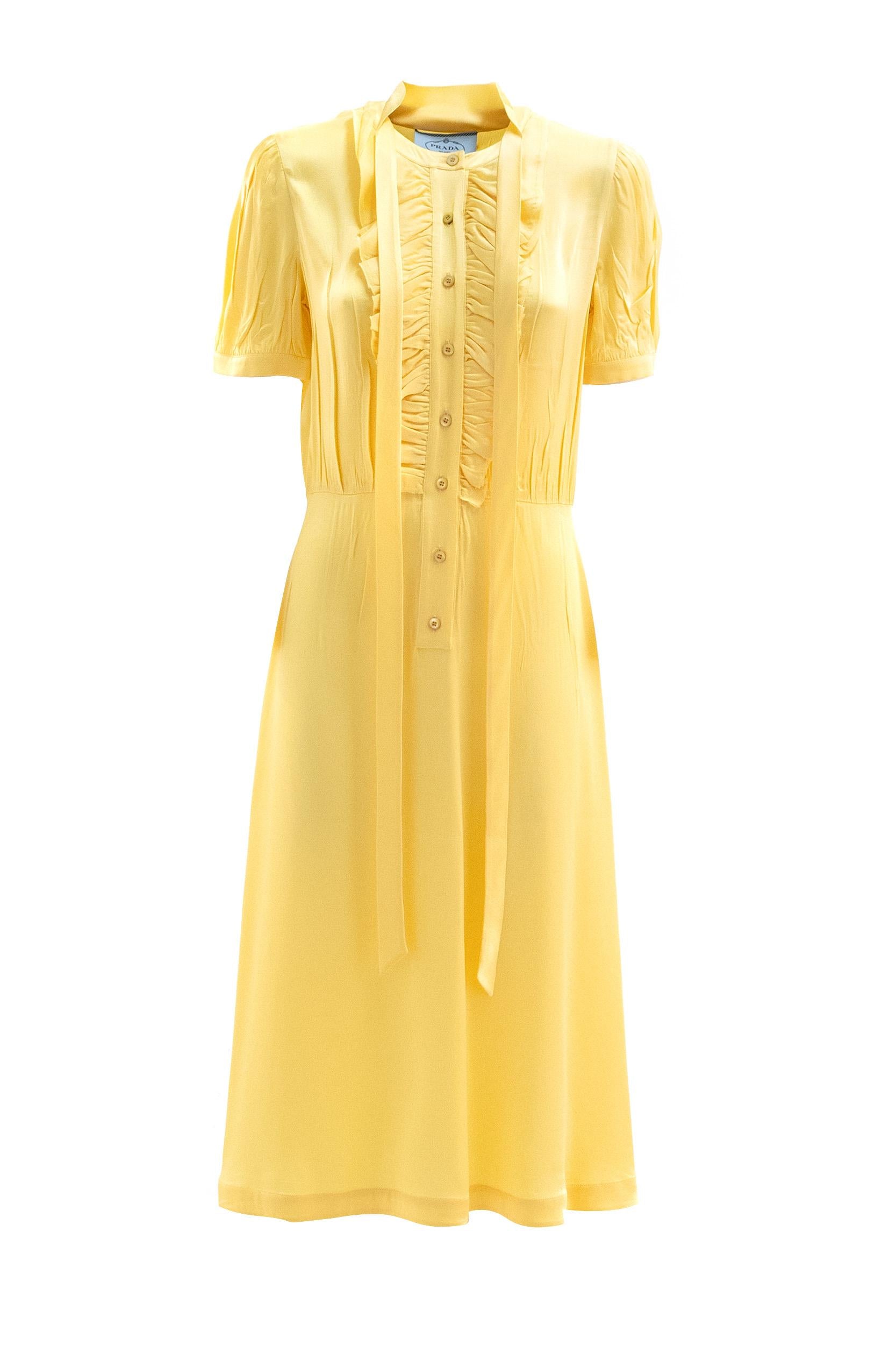 Abito in crepe di colore giallo<BR/> P3R40 S OOO 19CR F0061 PRADA
