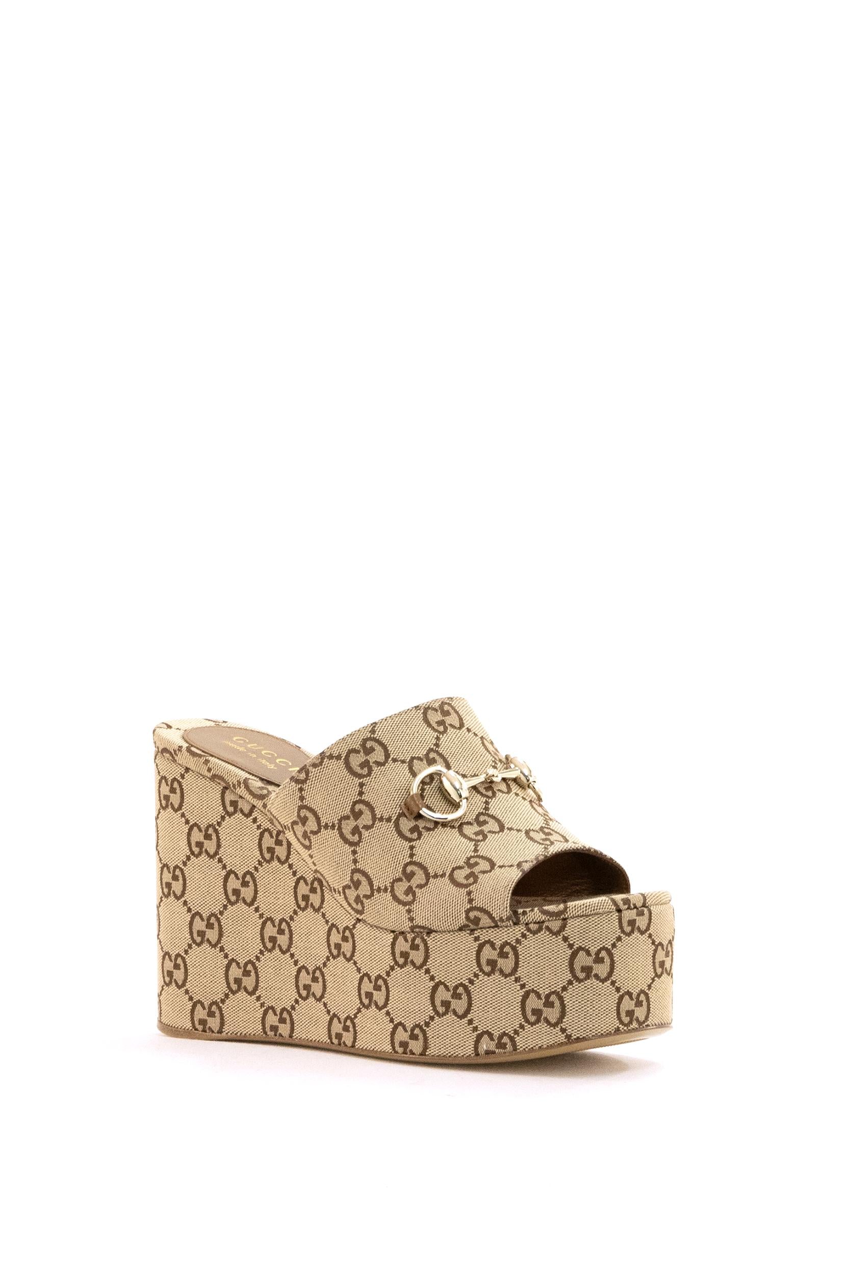 Sandali con Zeppa e Morsetto<BR/> 816328 FAB10 2547 GUCCI