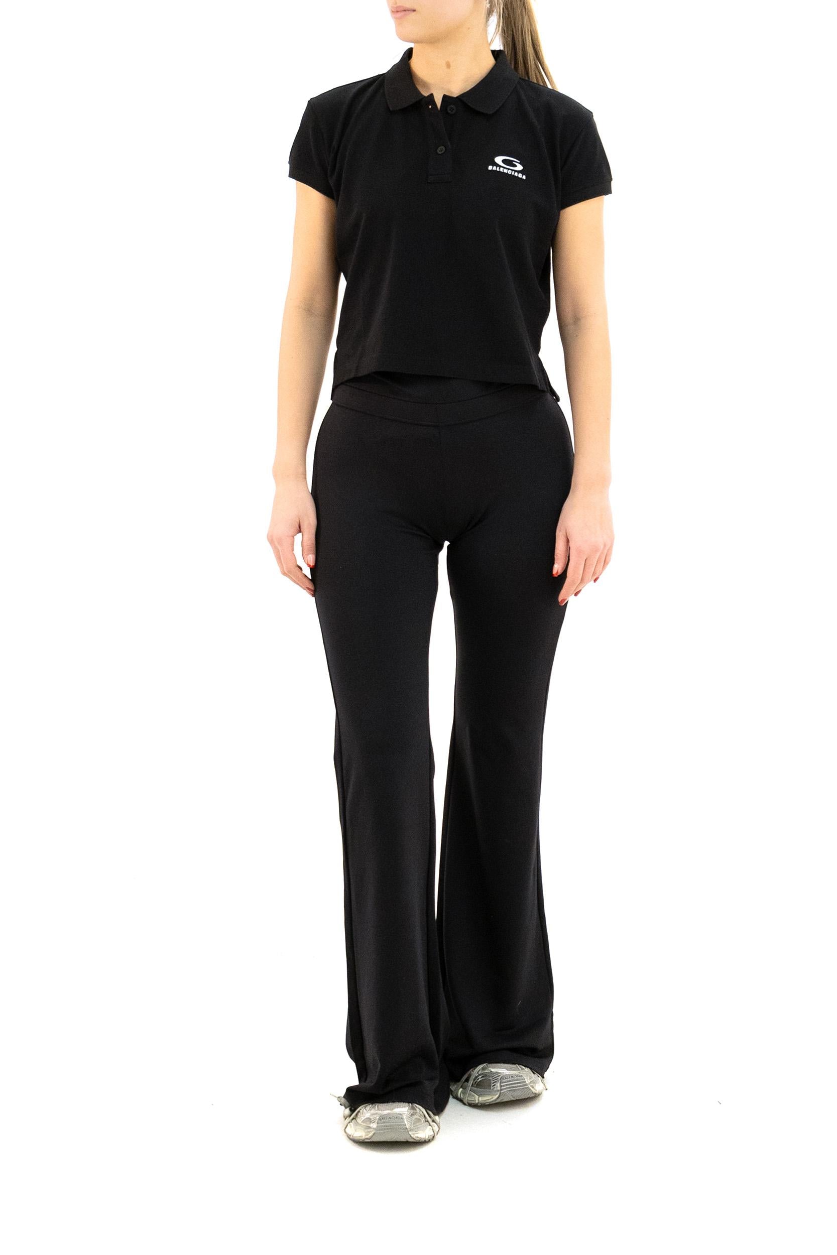 Polo in piquet di cotone di colore nero<BR/> 858098 TTVT8 1070 BALENCIAGA