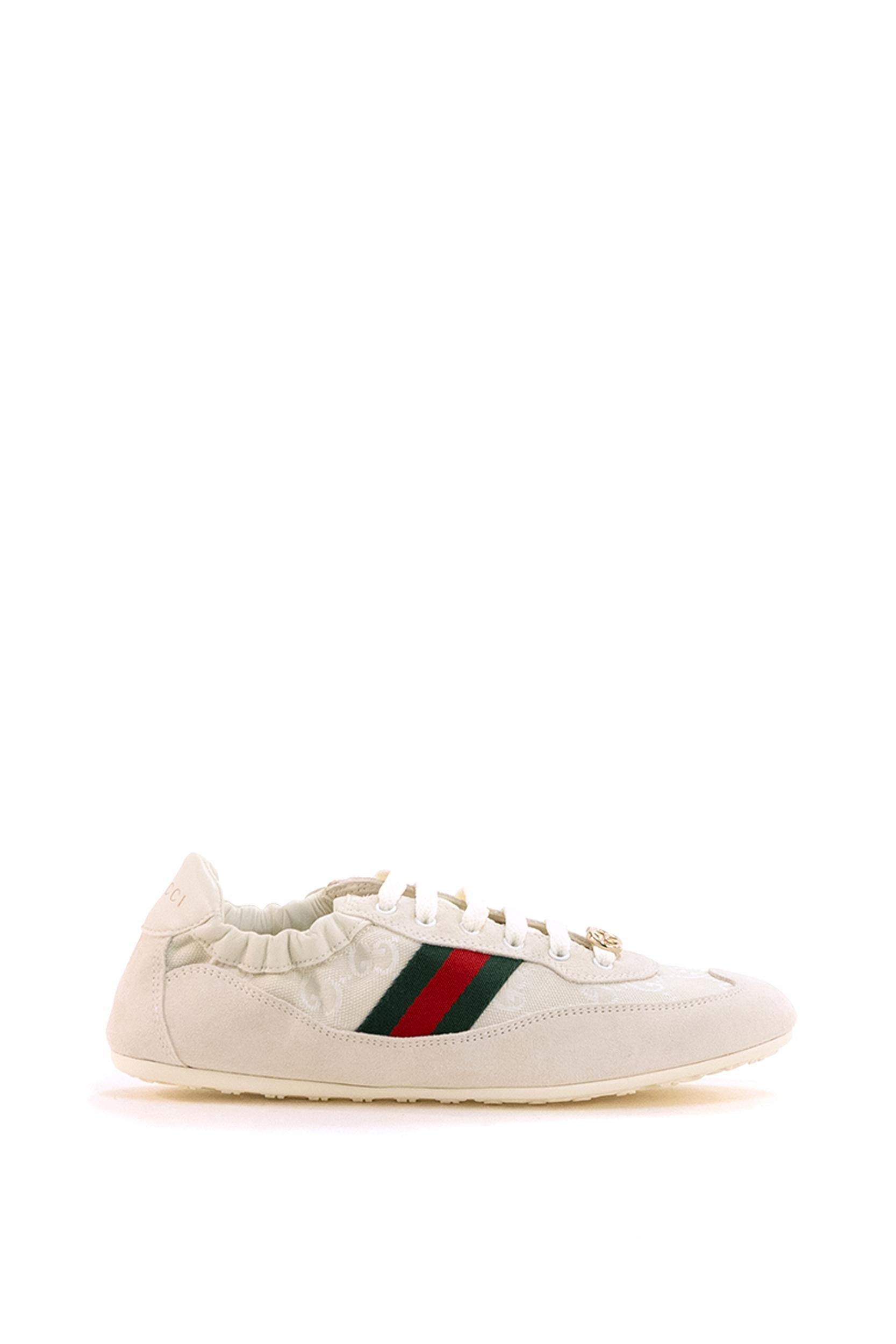 Sneakers Gucci Shift in suede e tessuto GG bianco<BR/> 857963 AAF2F 9163 GUCCI