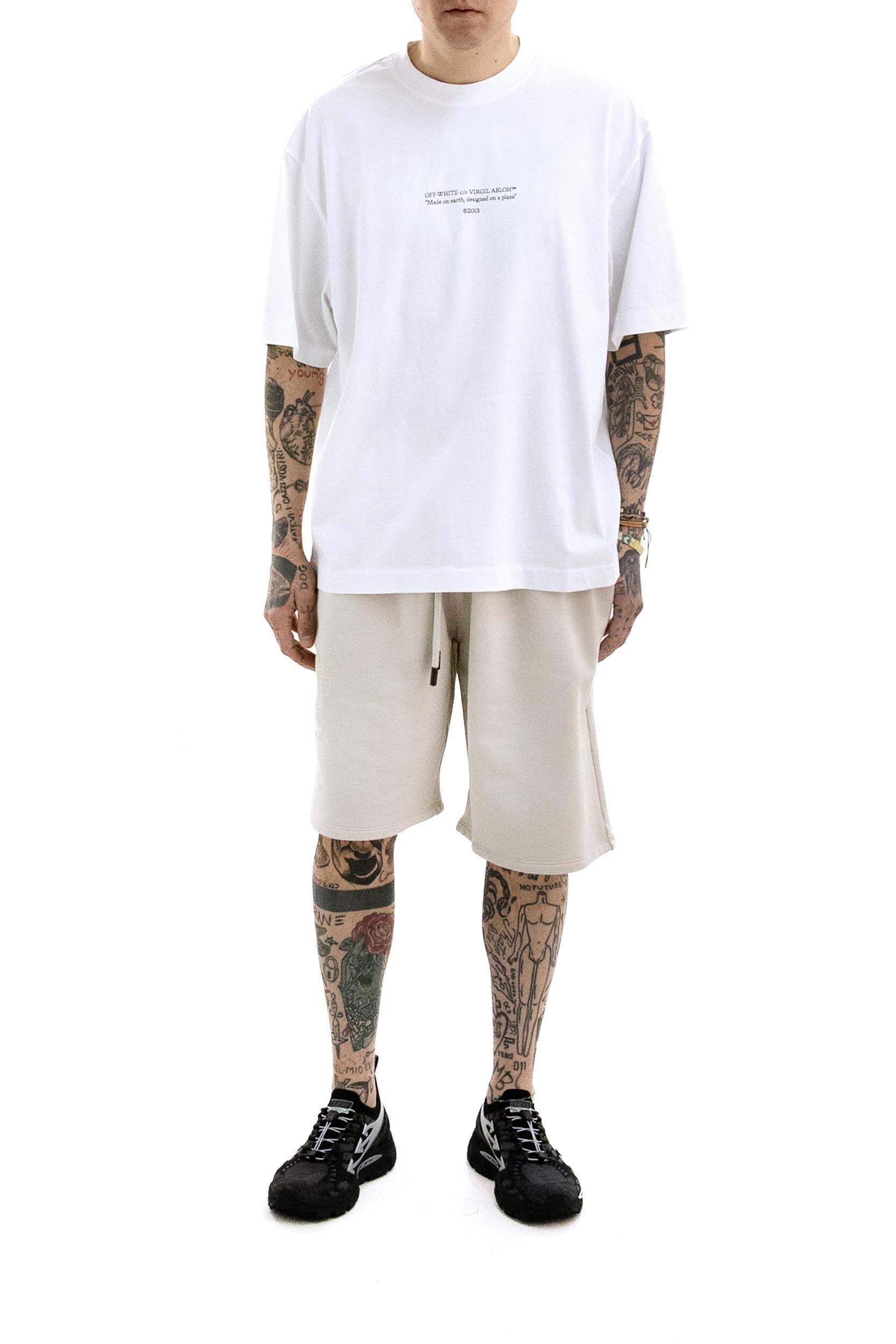 T-shirt Statement in Cotone<BR/> 44MAA120S26J007100 WHITE OFF WHITE