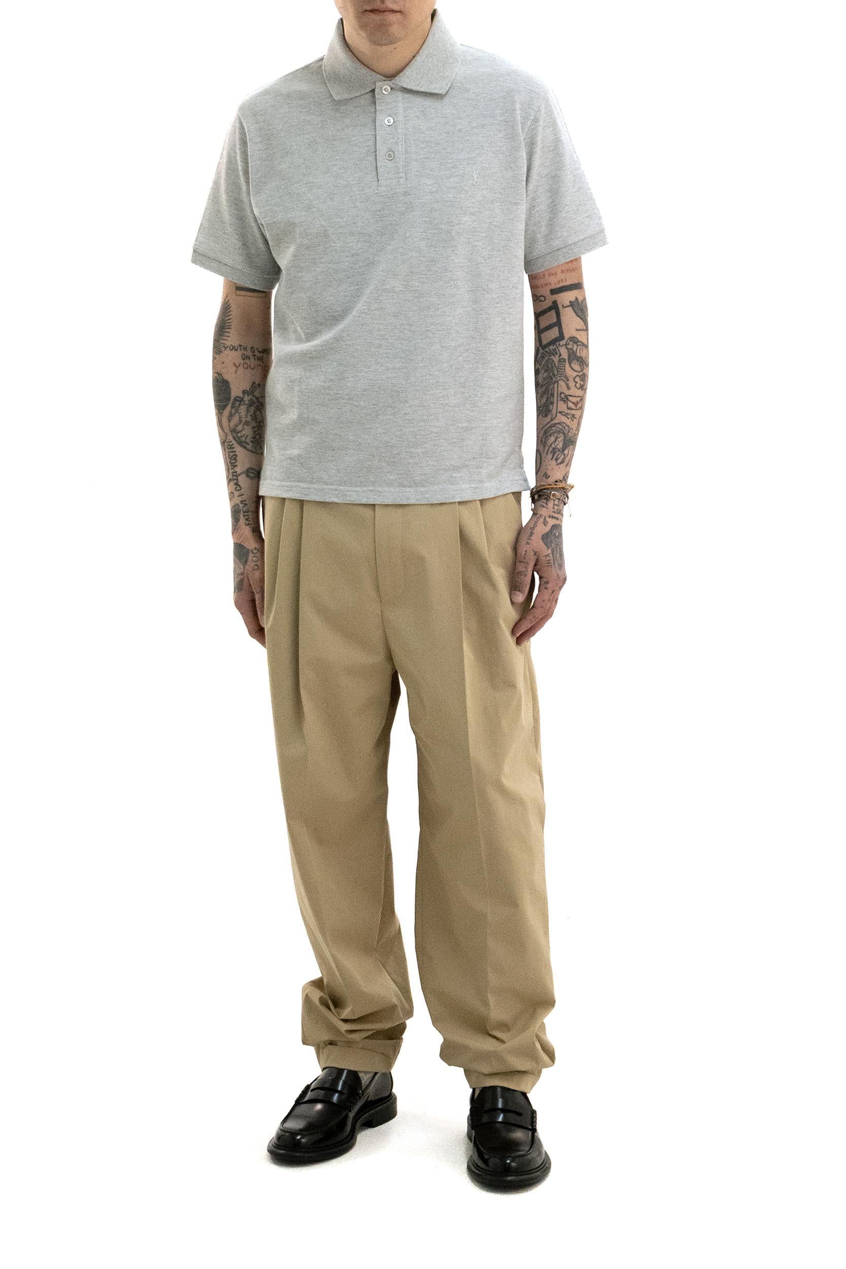 Polo in piqué di colore grigio<BR/><BR/> 844845 Y37HC 1403 SAINT LAURENT