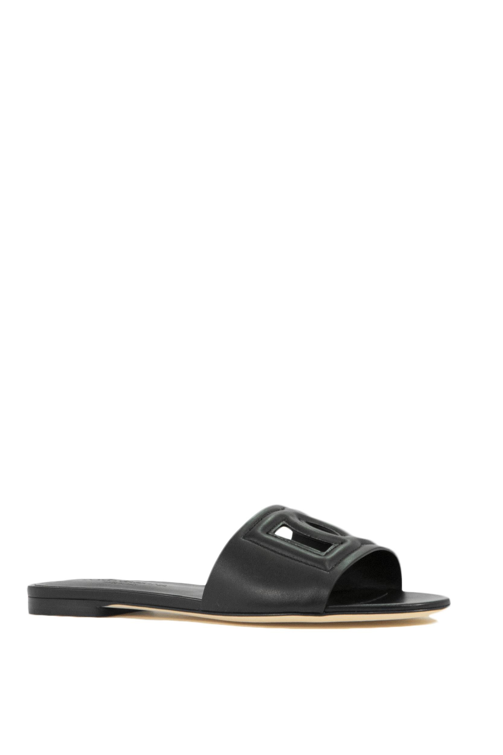 Slide in Pelle con logo DG Millennials CQ0436 AY329 80999 DOLCE & GABBANA