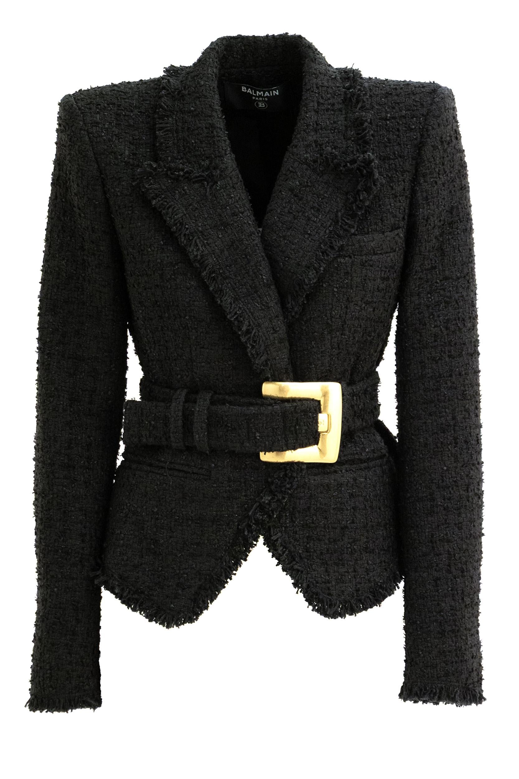 Giacca in tweed di colore nero<BR/> HF1SI636XM07 0PA BALMAIN
