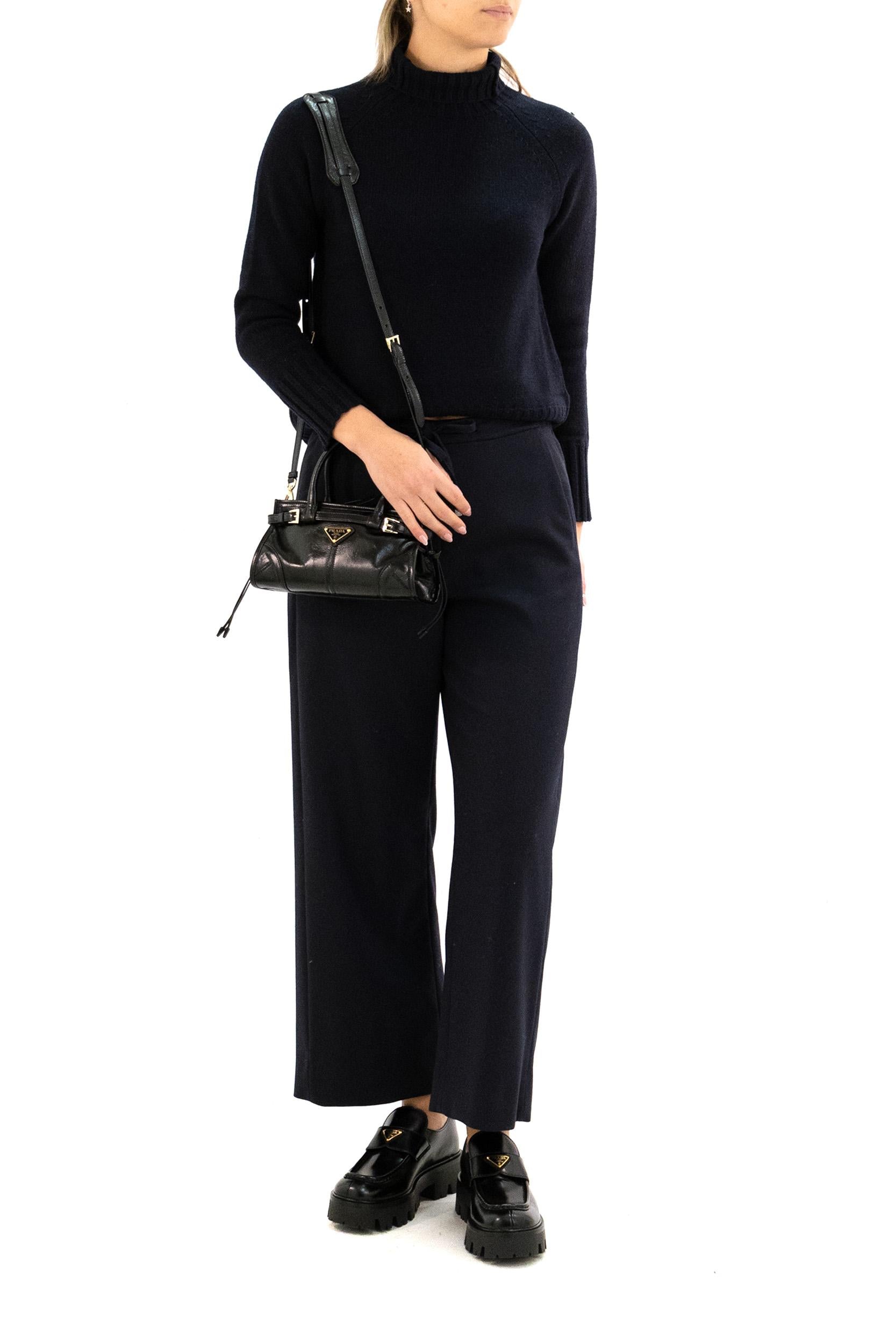 Pantaloni jogging Floria in flanella di lana stretch di colore nero<BR/> FLORIA 017 S MAX MARA