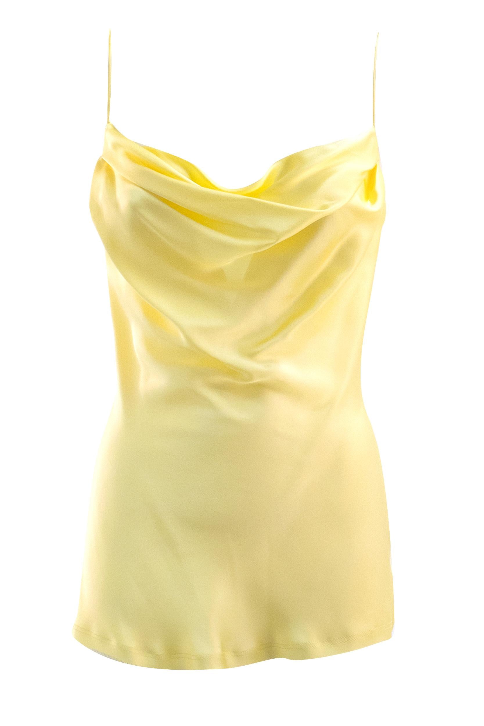 Top in raso di seta di colore giallo<BR/> GF1AD400SE95 1GD BALMAIN