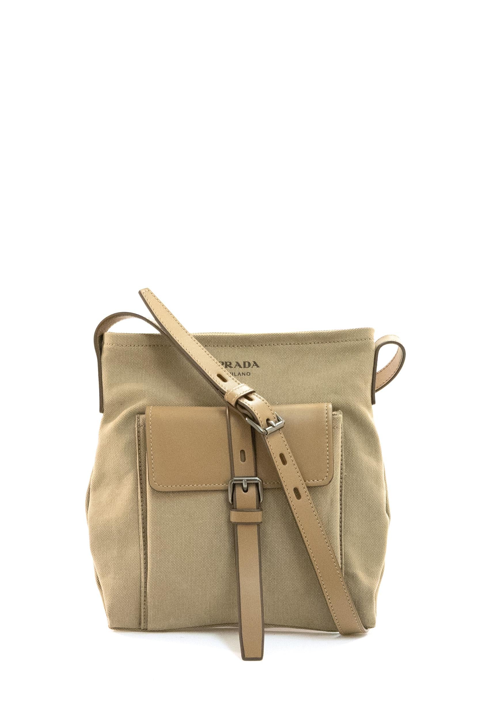Borsa Route in canvas color kaki<BR/> 2VH208 2G6S F0241 PRADA