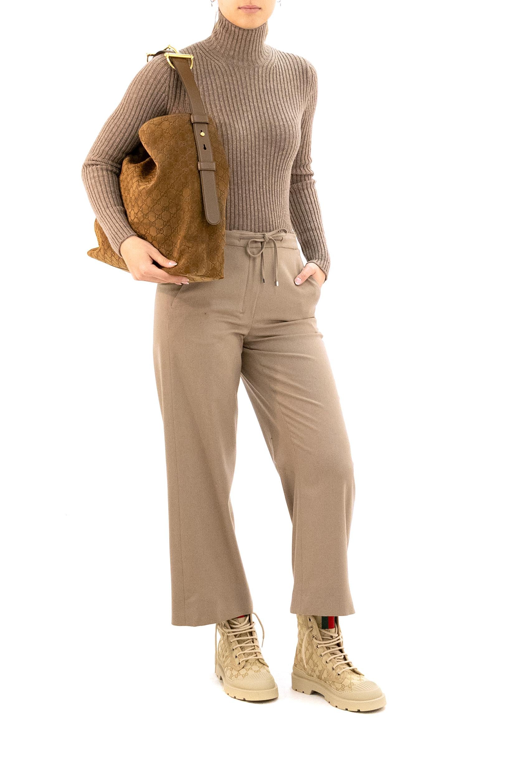 Pullover Aral in lana e cachemire a coste di colore beige<BR/> ARAL1234 002 MAX MARA