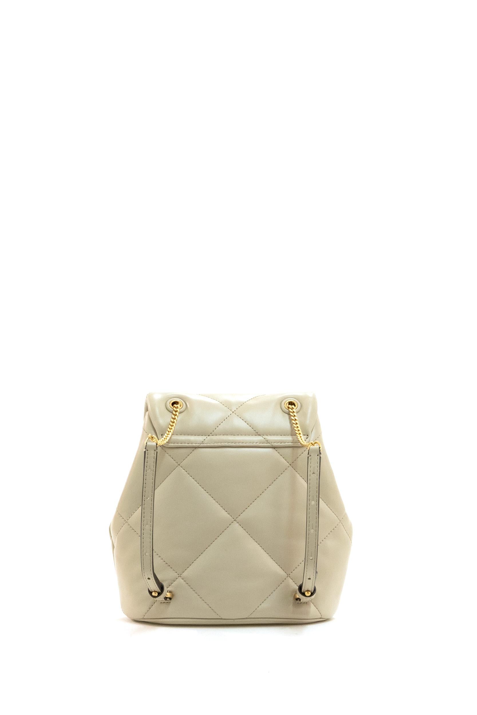 Zaino Kira in pelle trapuntata di colore beige<BR/> 170485 250 TORY BURCH