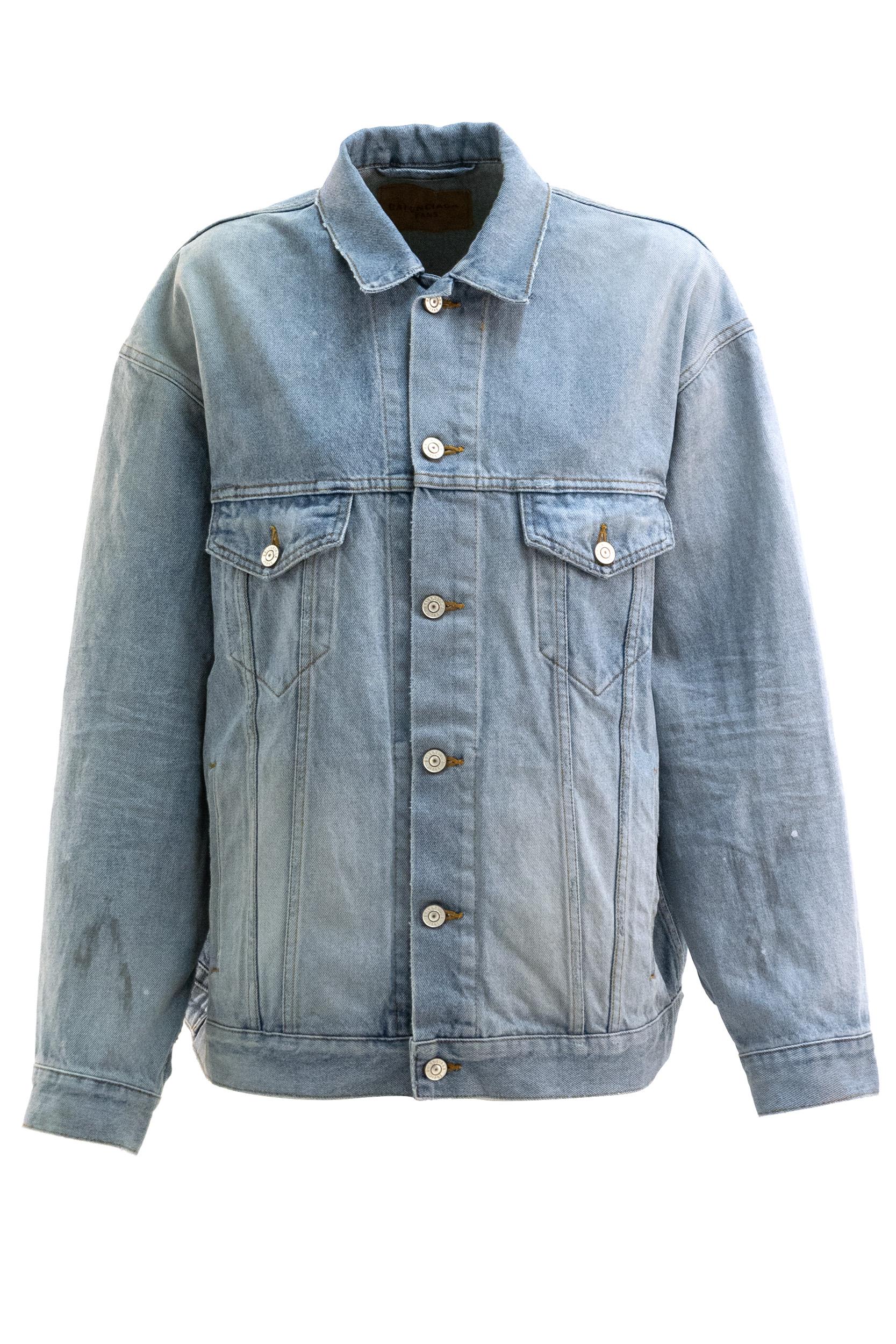 Giacca in denim di cotone di colore azzurro <BR/> 861410 TTWB1 4009 BALENCIAGA
