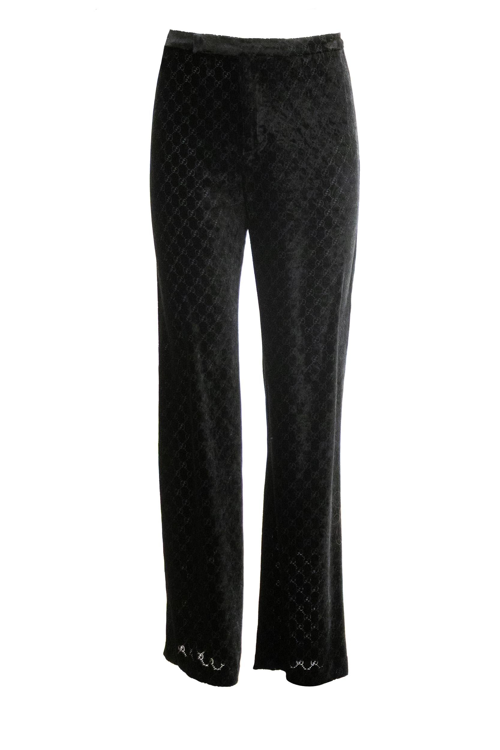Pantalone in Velluto Dévoré GG Stretch<BR/> 860769 ZAUS4 1000 GUCCI
