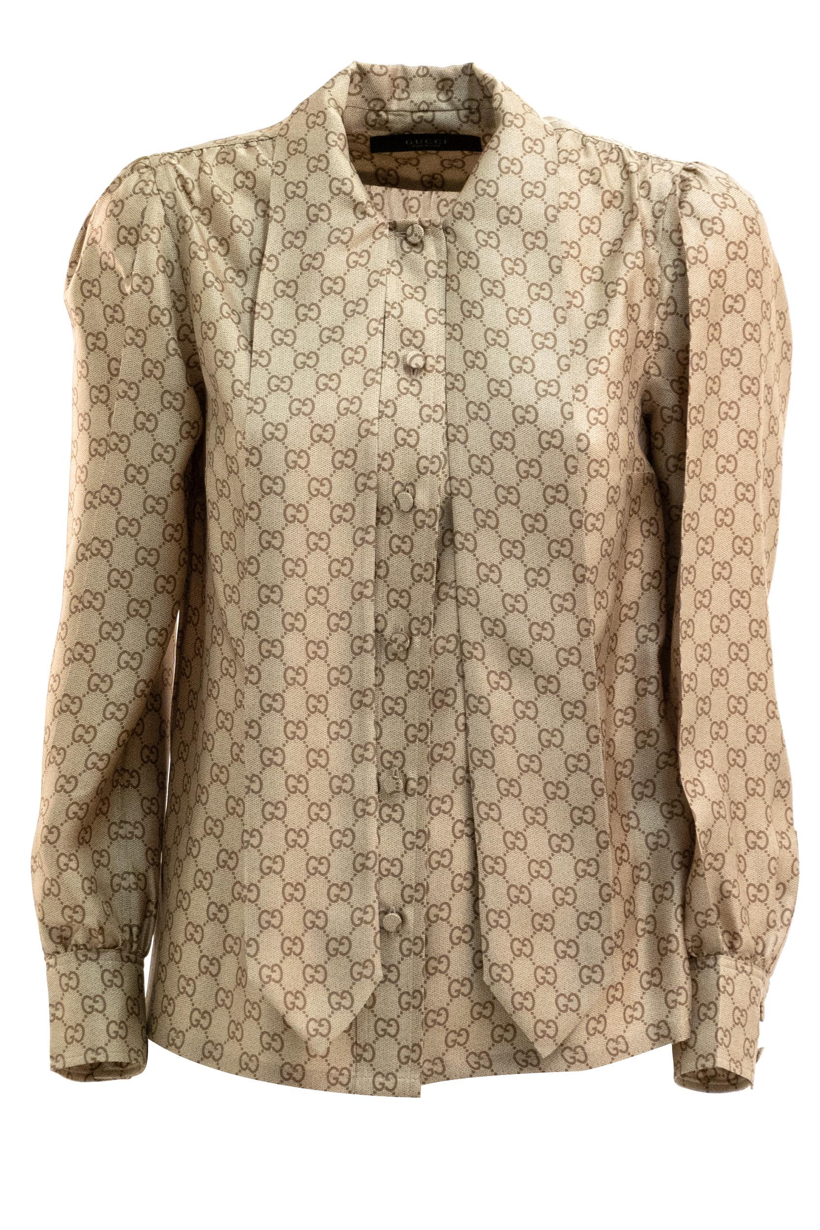 Camicia in Twill di Seta Stampata<BR/> 860513 ZAUUN 2072 GUCCI