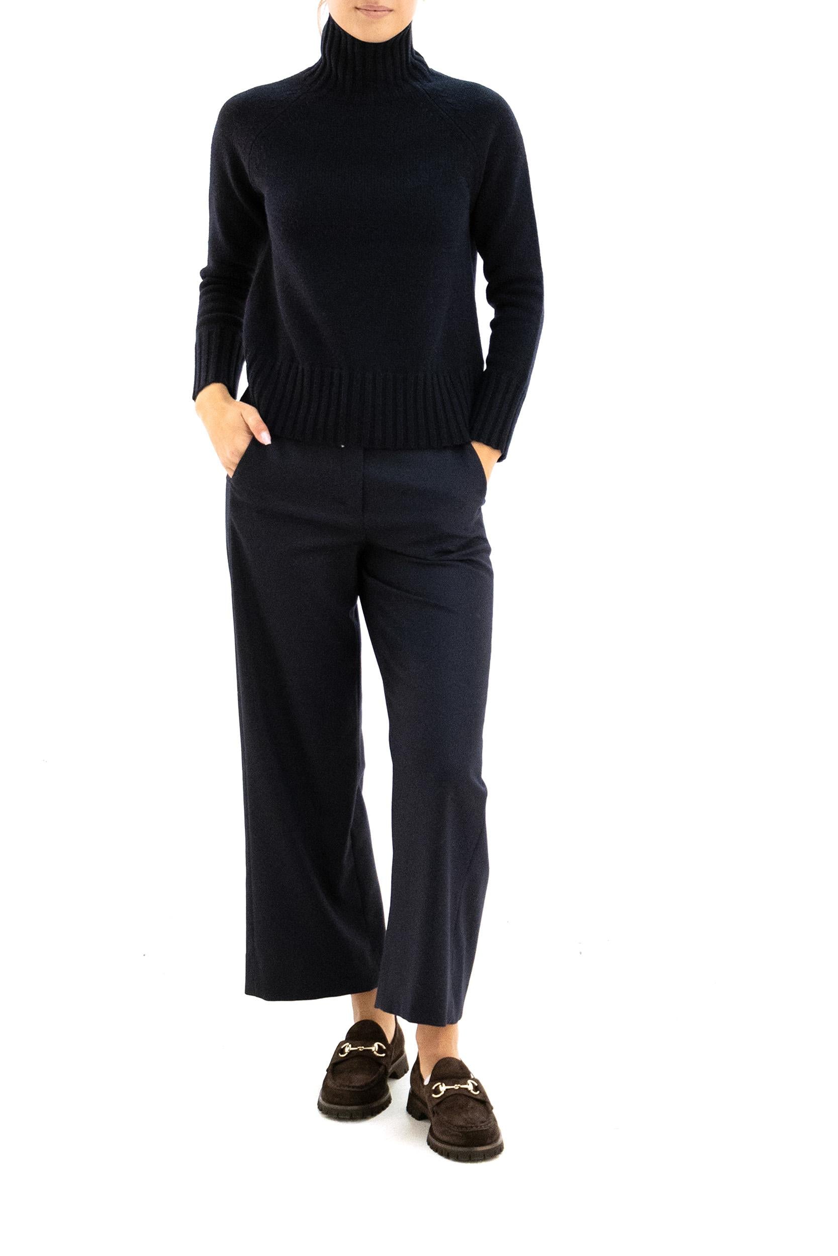 Pantaloni jogging Floria in flanella di lana stretch di colore blu<BR/> FLORIA 006 S MAX MARA