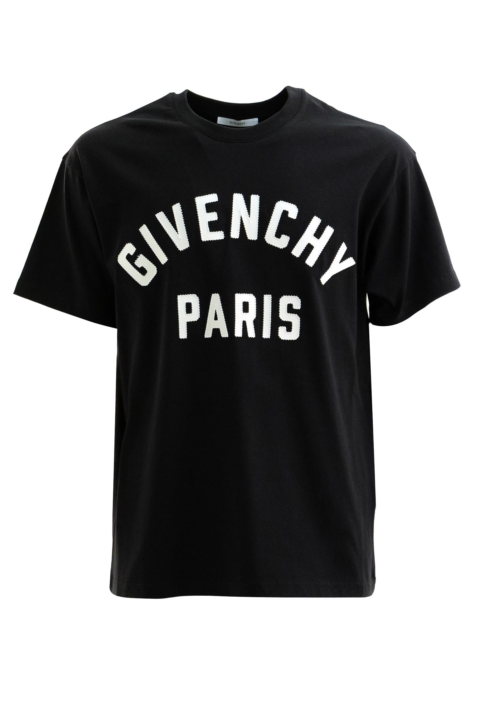 T-shirt in jersey di cotone color nero <BR/> BM71NK3YRS 004 GIVENCHY