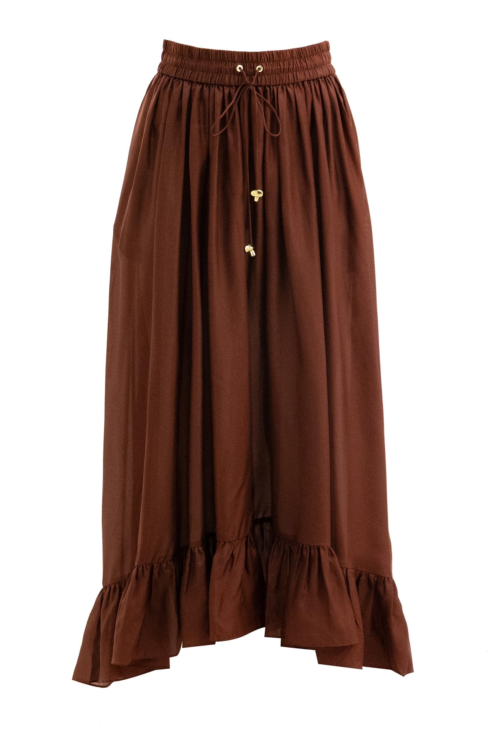 Gonna Aster in seta color bordeaux<BR/> 8440SSS261 MERLOT ZIMMERMANN