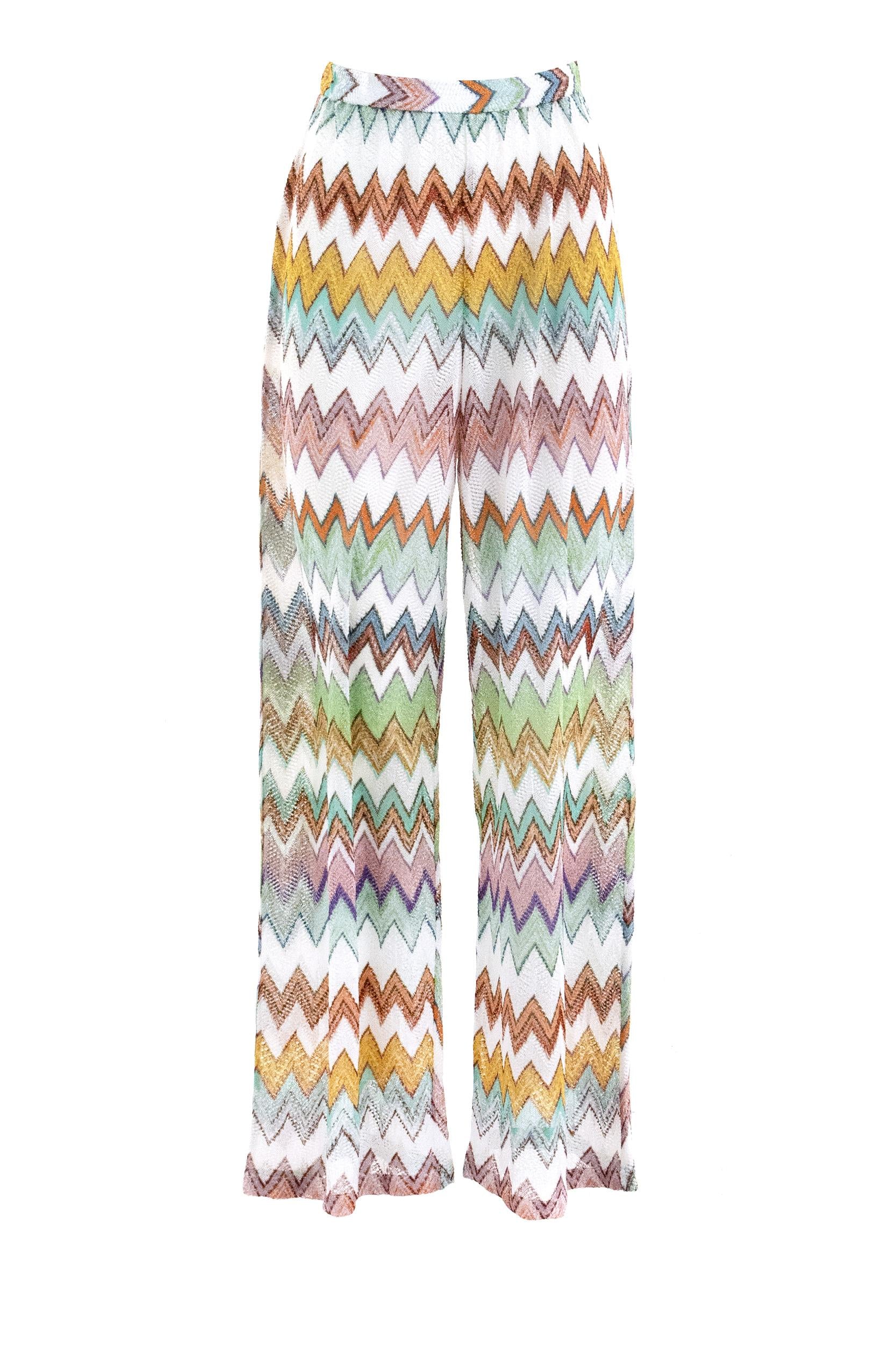 Pantaloni copricostume in viscosa lamé con macro zig multicolore<BR/> MC25SI01-BR014K SM9X5 MISSONI