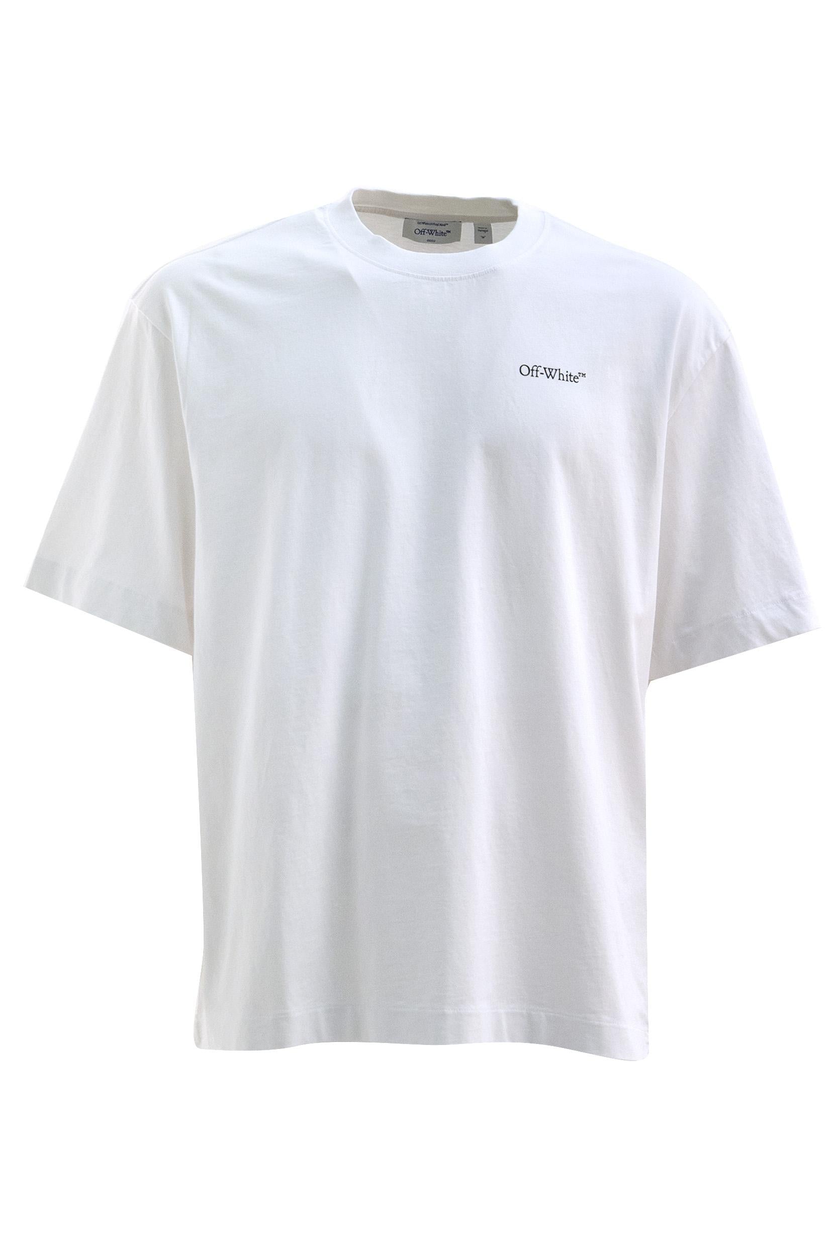 T-shirt in cotone di colore bianco<BR/> 44MAA120S26J008100 WHITE OFF WHITE