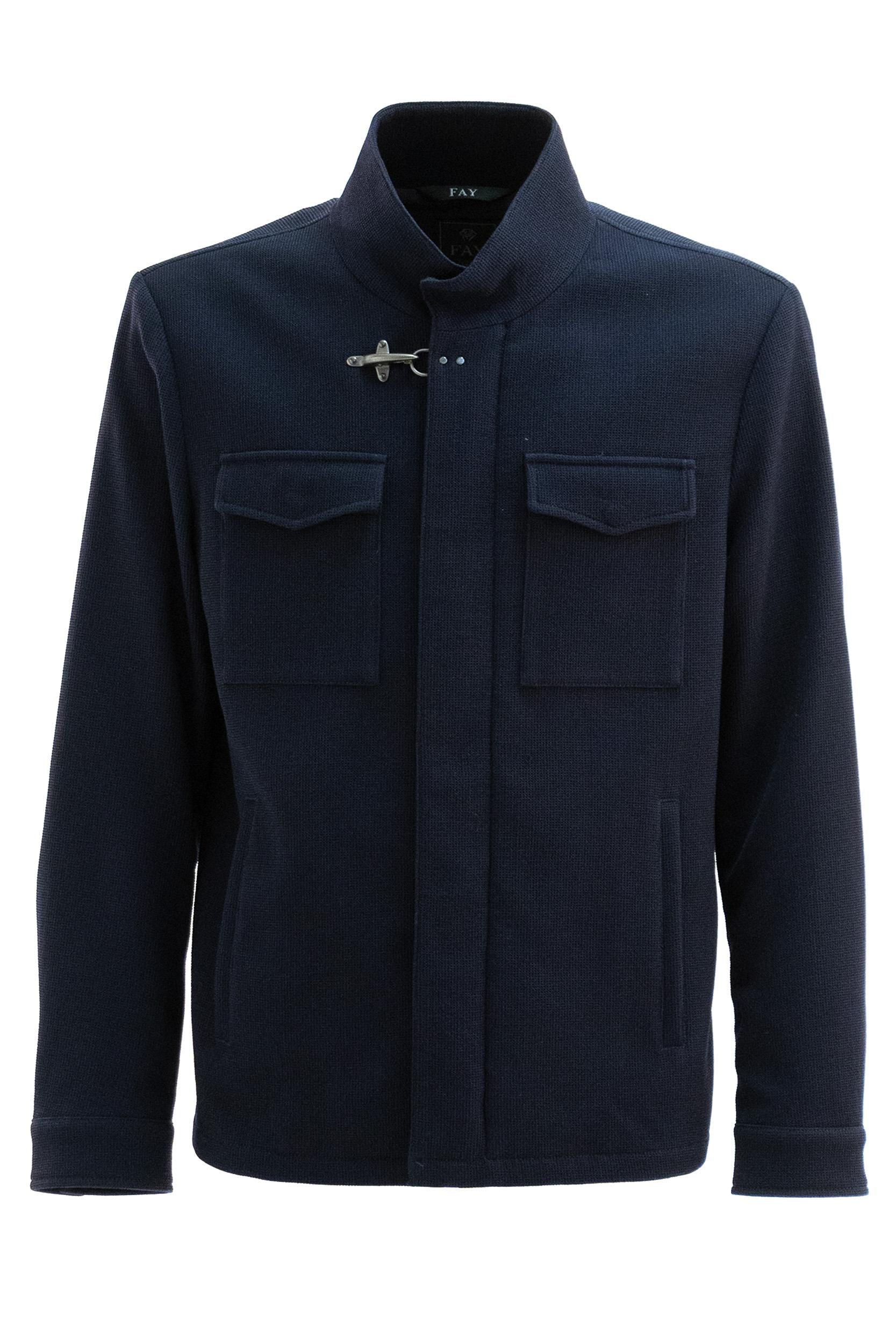 Field JacketTravel in lana e cotone stretch di colore blu<BR/> NAM0452042JWYE U808 FAY