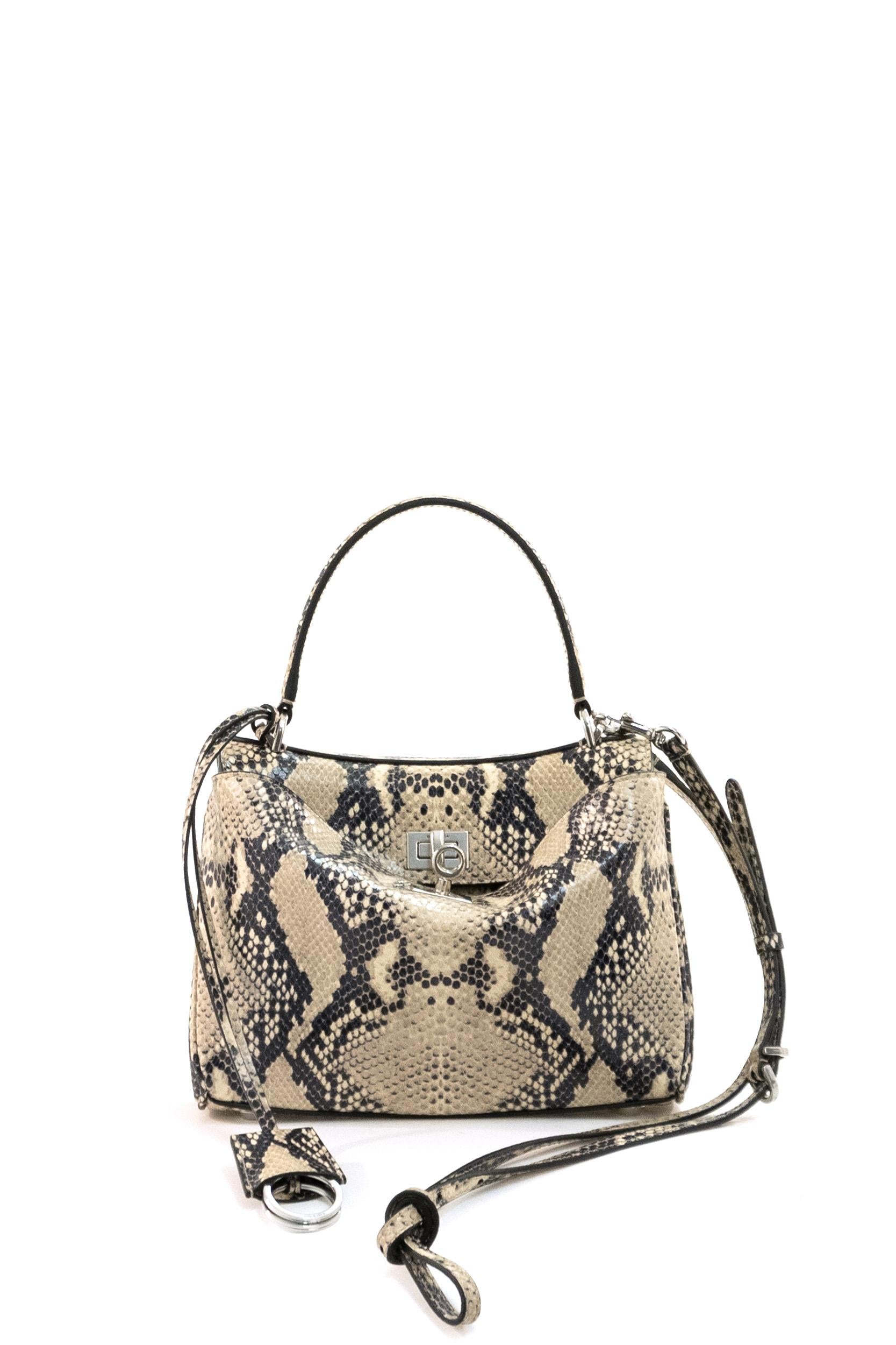 Borsa Rodeo Mini in pelle stampa rettile color naturale<BR/> 843712 2ACAM 2417 BALENCIAGA