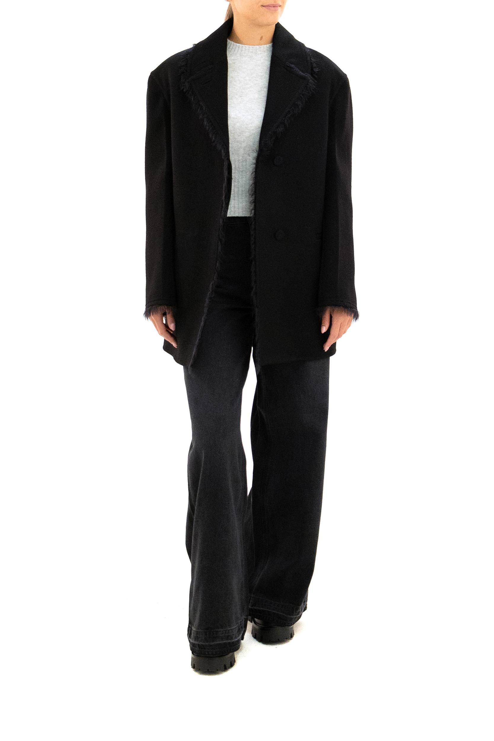 Giacca Caban in gabardine di lana di colore nero<BR/> J03AA0199 J40285 001 JIL SANDER