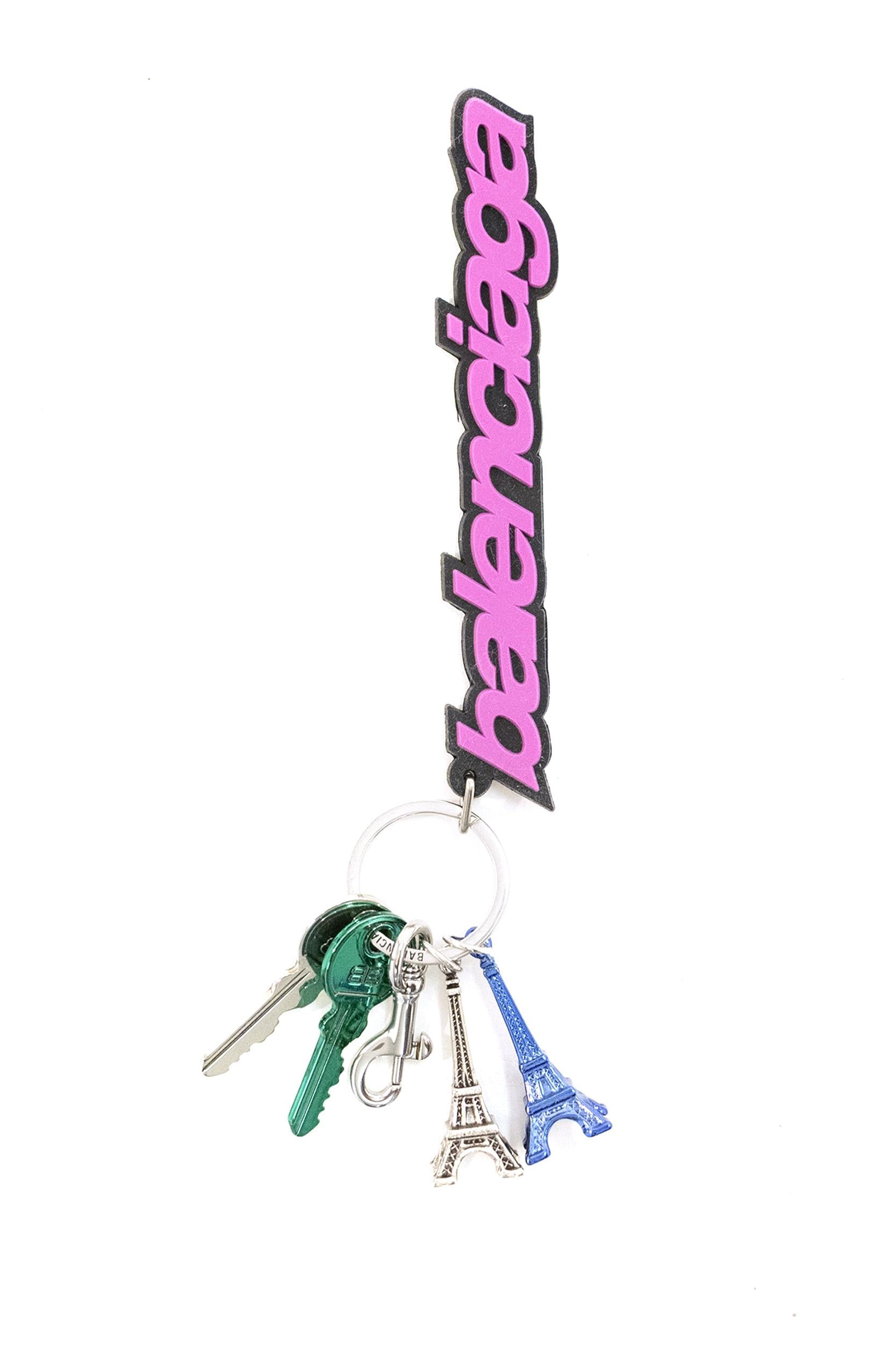 Charm/Portachiavi Biker in gomma di colore rosa e nero<BR/> 866910 2ACGZ 5564 BALENCIAGA