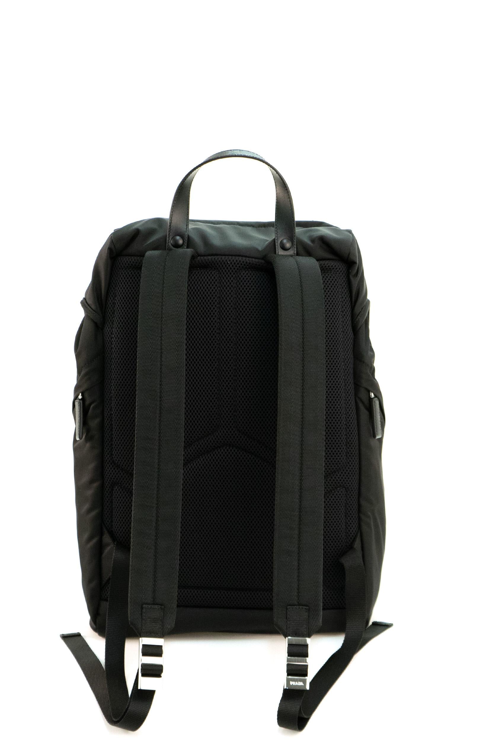Zaino in re-nylon e pelle Saffiano colore nero 2VZ135 V HOL 2DMG F0002 PRADA