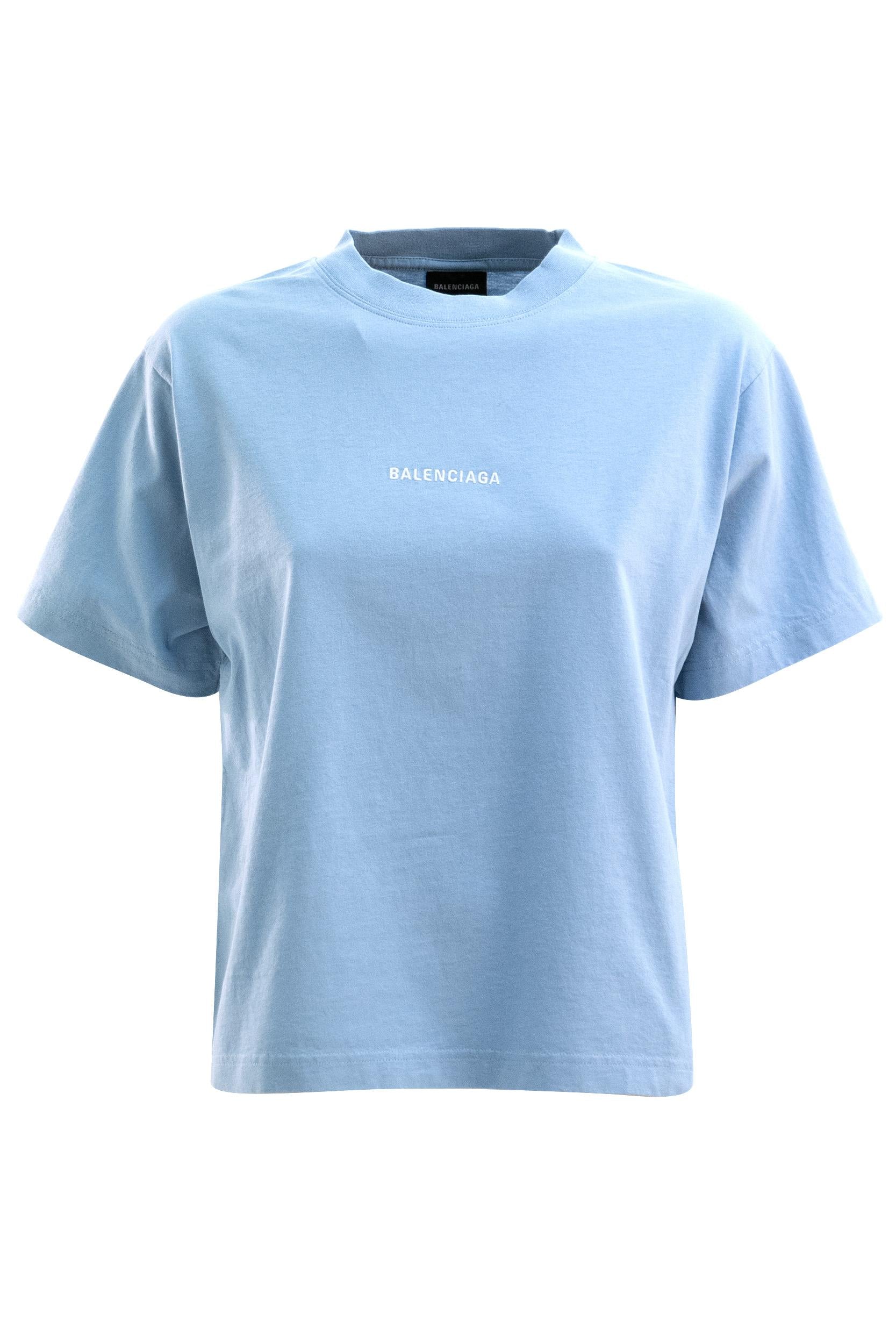 T-Shirt Balenciaga Back in jersey dry di colore azzurro<BR/> 850990 TTVJ1 4773 BALENCIAGA