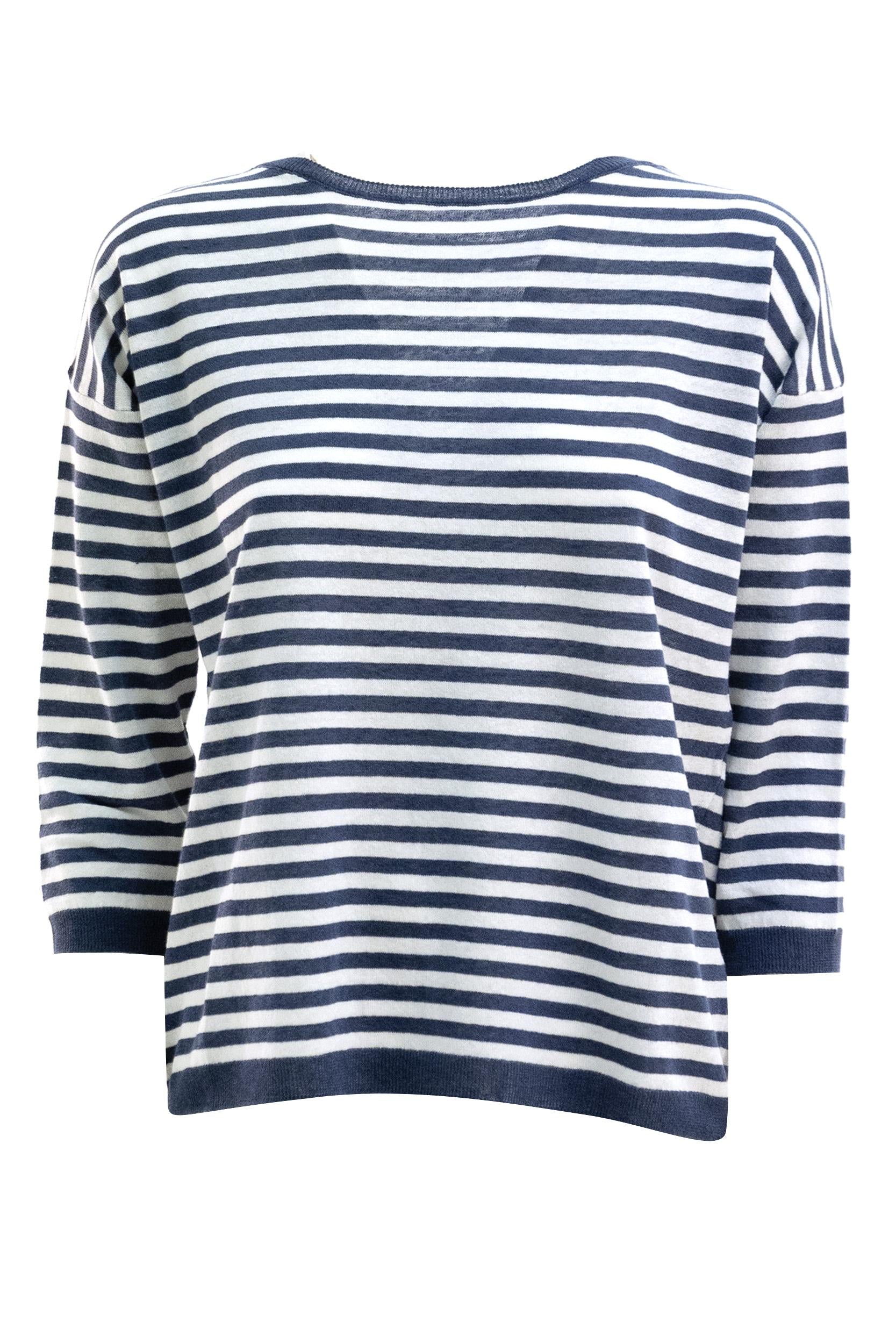 Maglia a Righe in Lino e Cotone<BR/> B7738 322 805 BASE