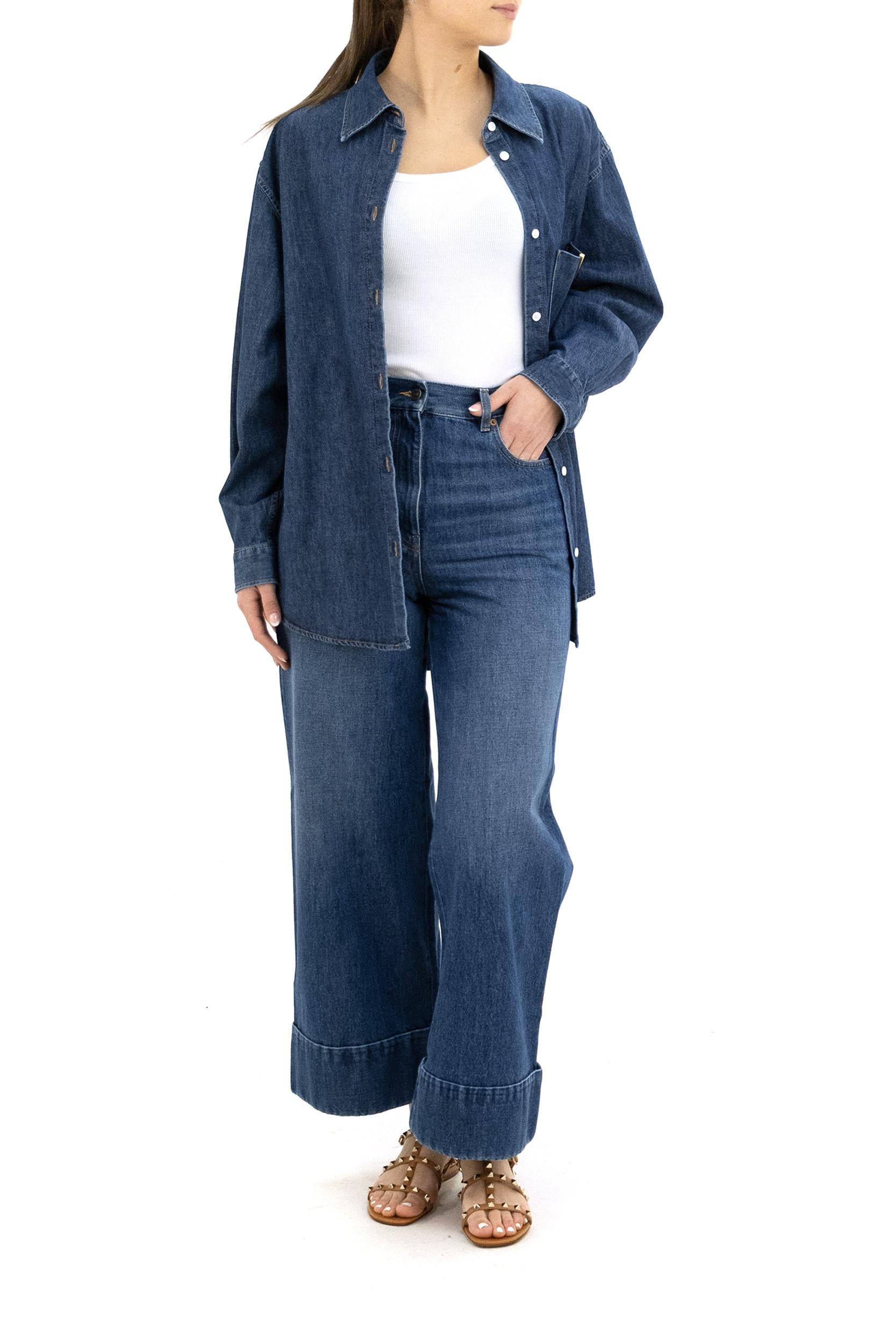 Camicia in Denim Chambray<BR/> 8B3DB03K9YA 558 VALENTINO GARAVANI