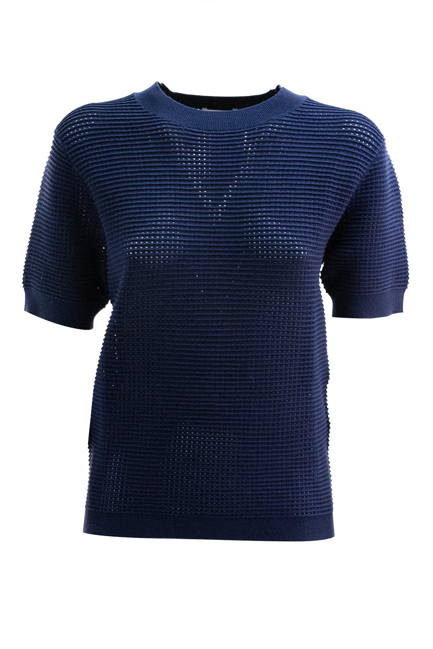 T-shirt a nido d'ape di colore blu<BR/> RENFIELD-D540939 012 P.A.R.O.S.H.