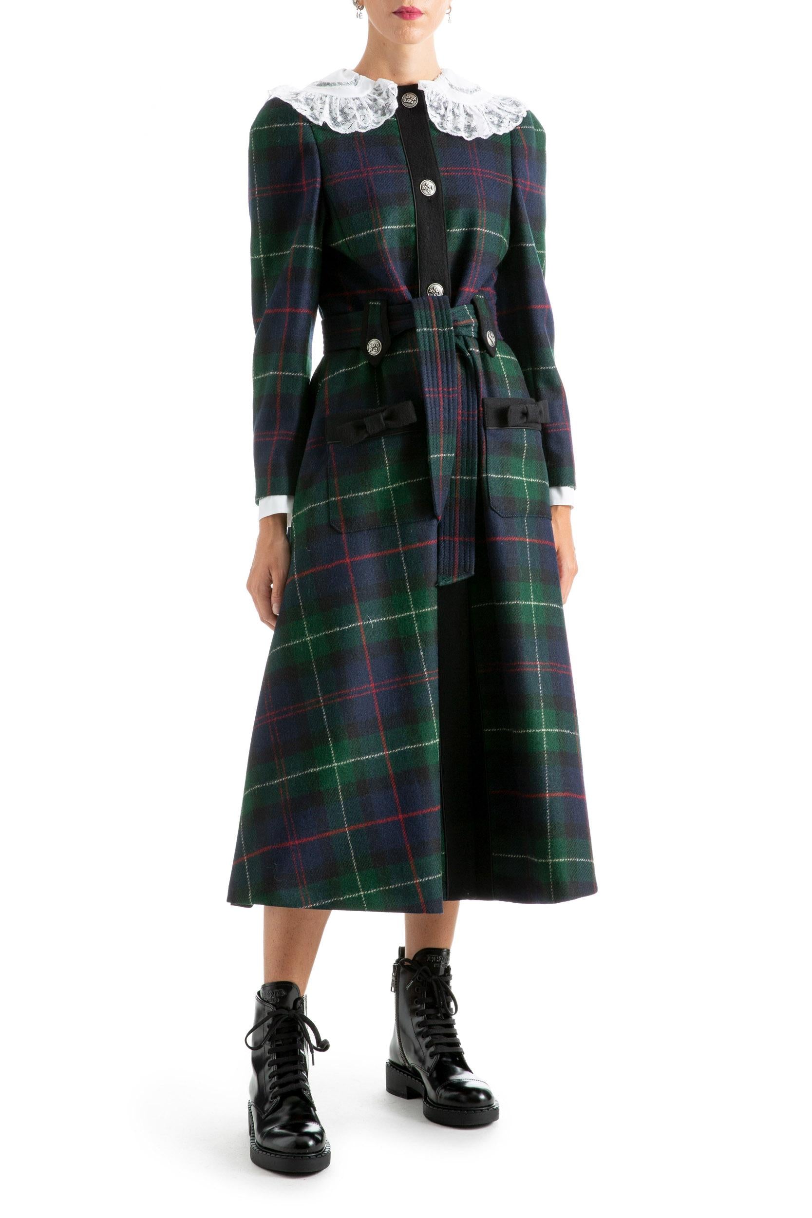 Miu Miu MS1753 1V7UF0008 Soprabito Monopetto in Tartan<BR/> MS1753 1V7U F0008 MIU MIU