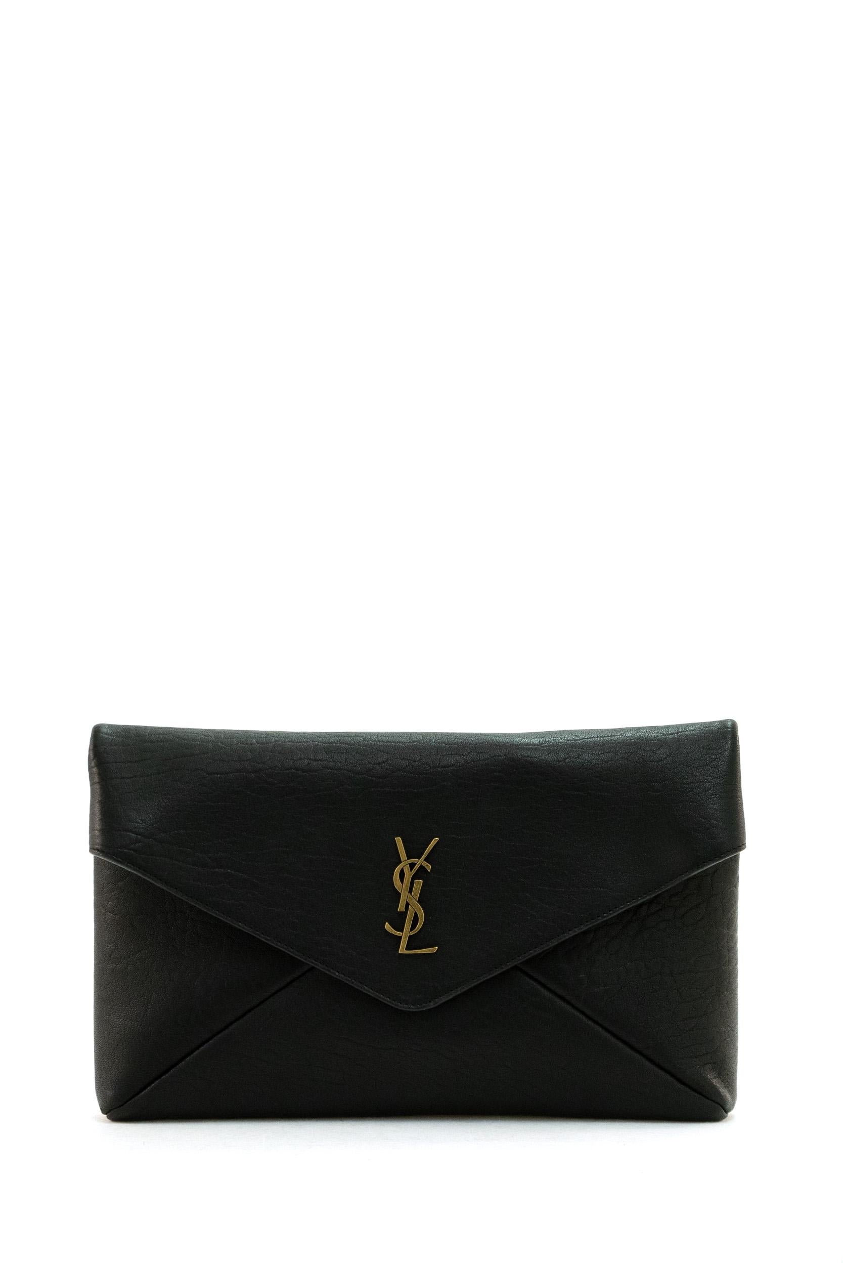 Pochette Envelope logo Cassandre in pelle colore nero 769307 AACYT 1000 SAINT LAURENT