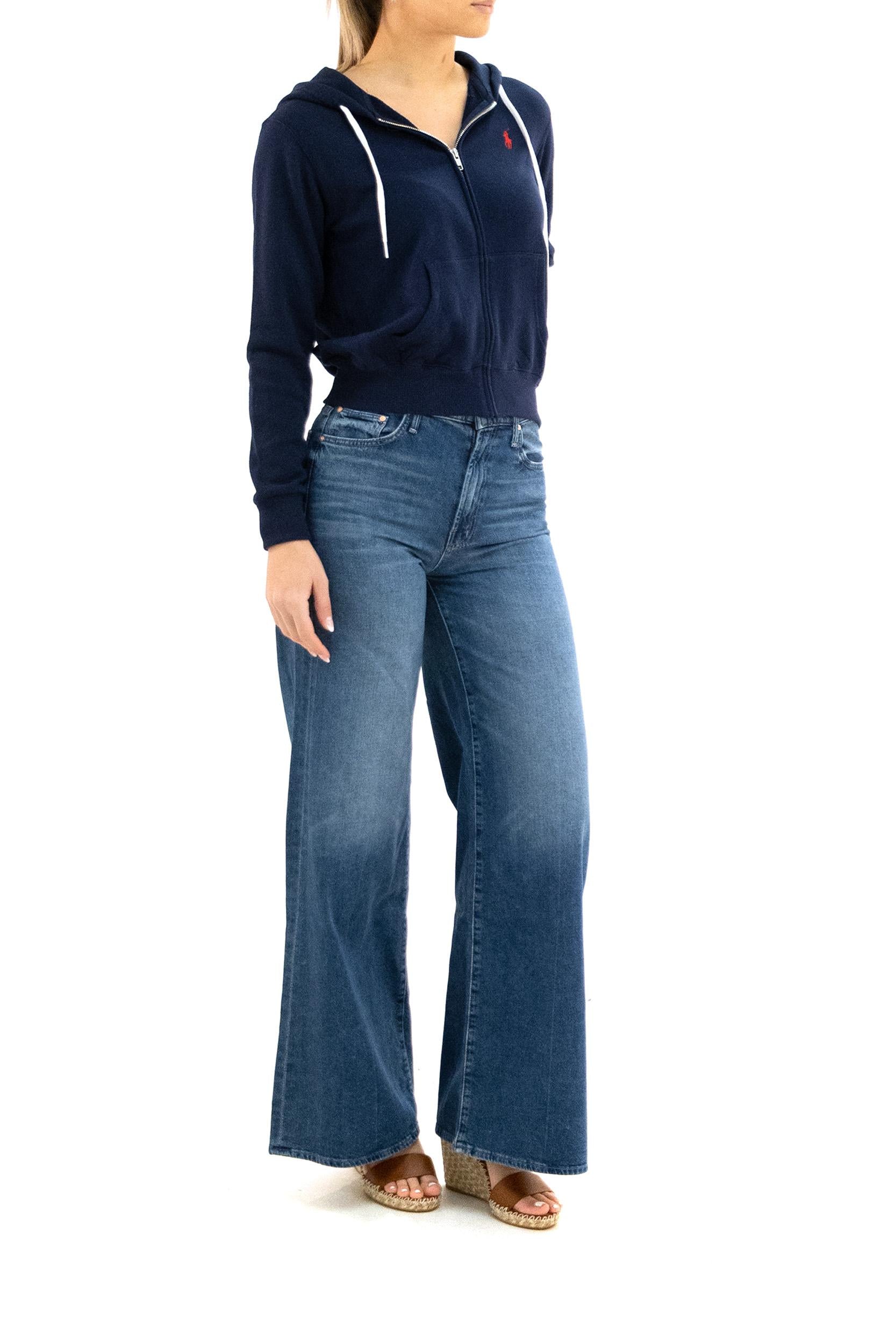 Felpa in cotone di colore blu<BR/> 211971693003 NAVY POLO RALPH LAUREN