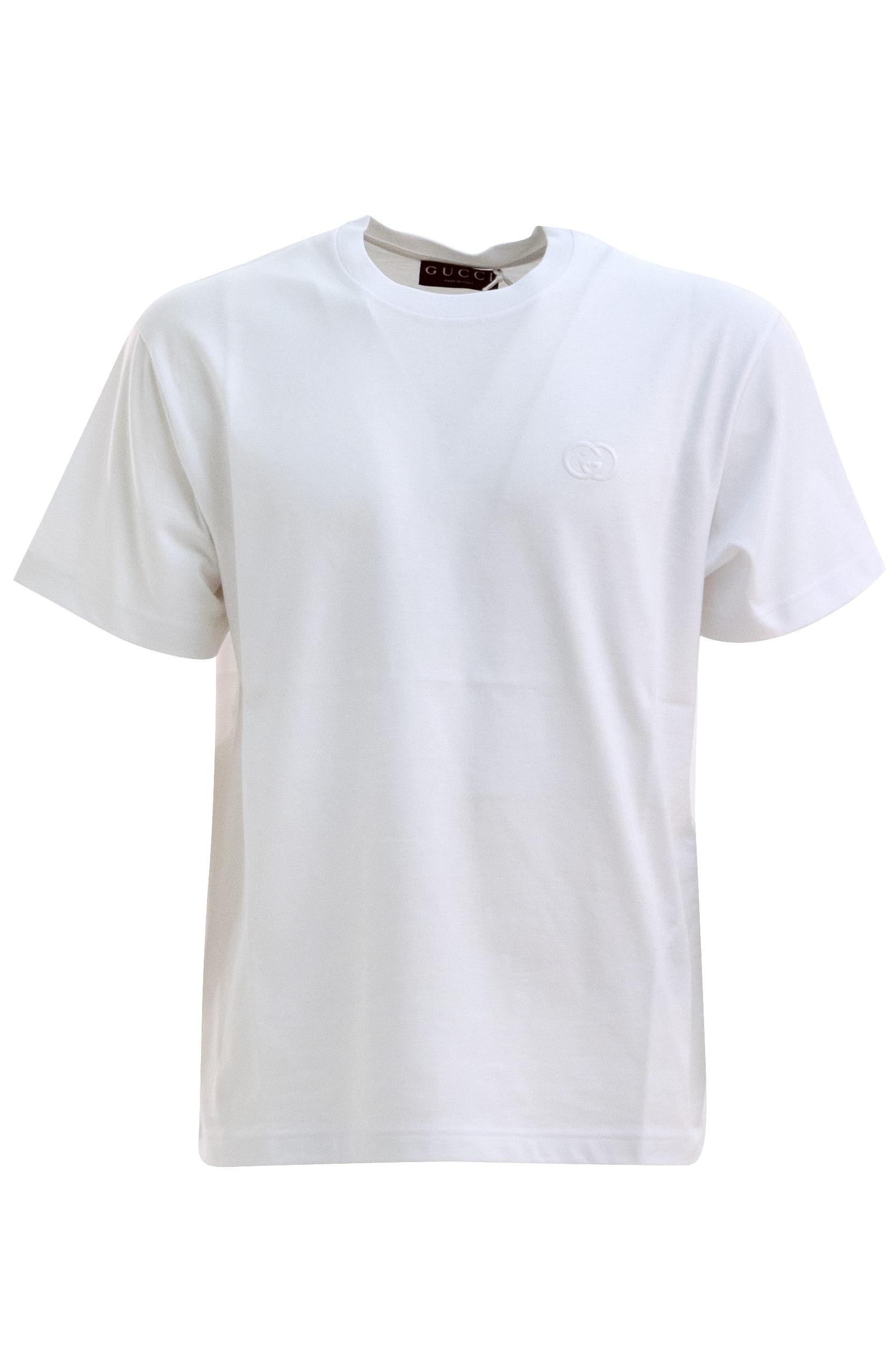T-shirt in jersey di cotone di colore bianco<BR/> 796395 XJHKE 9692 GUCCI