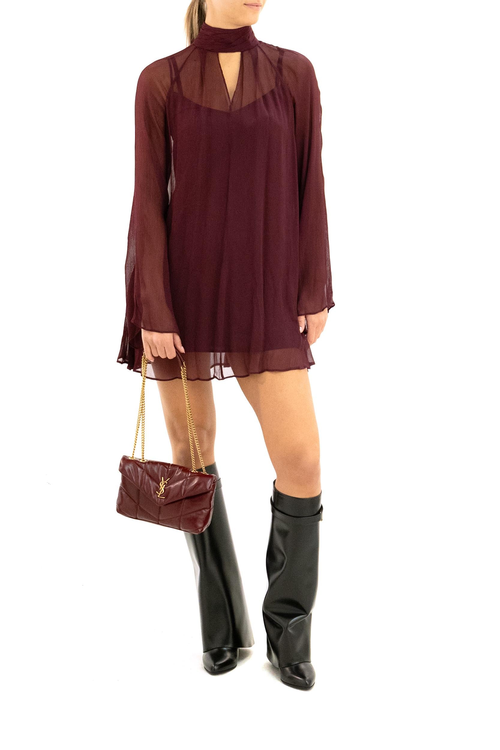 Abito Esther in chiffon trasparente color bordeaux <BR/> R25F2240CF SYRAH STAUD