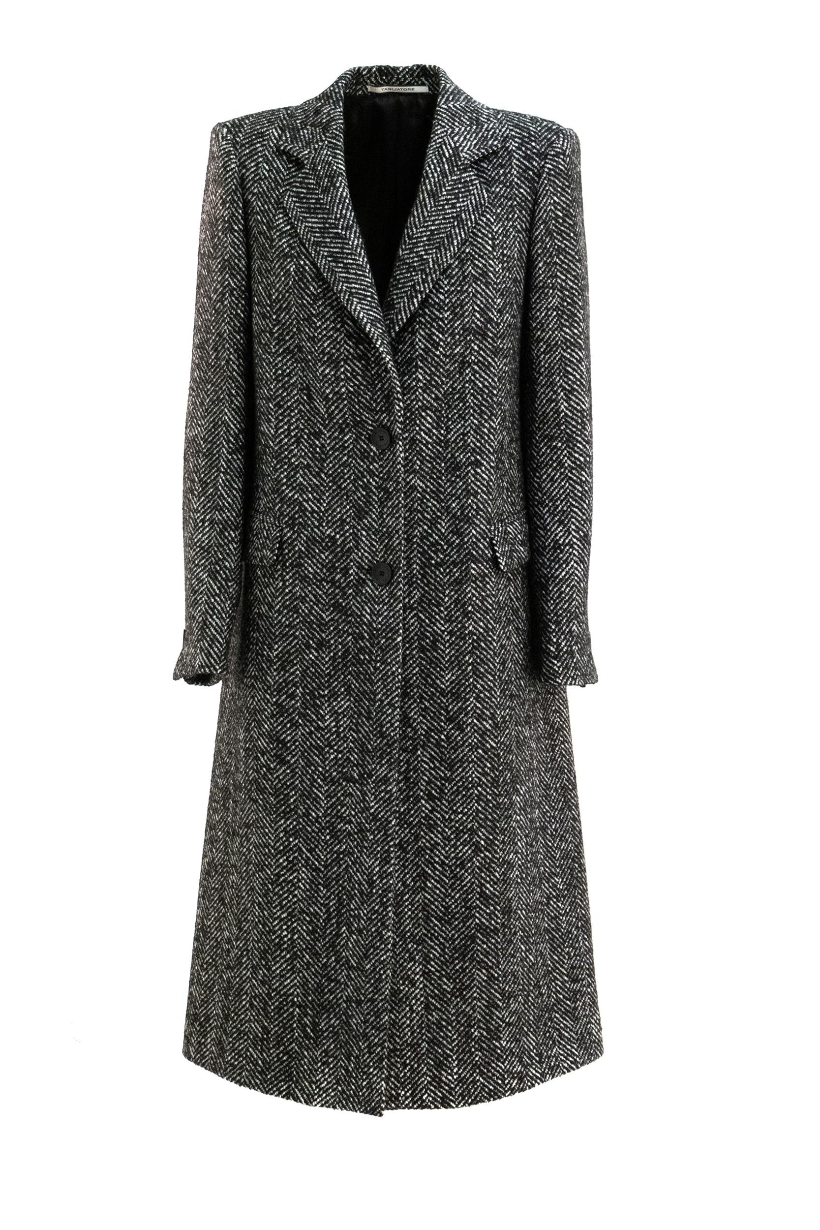 TAGLIATORE Cappotto in lana a motivo spigato grigio e nero<BR/> AMANDA 340218S N645 TAGLIATORE