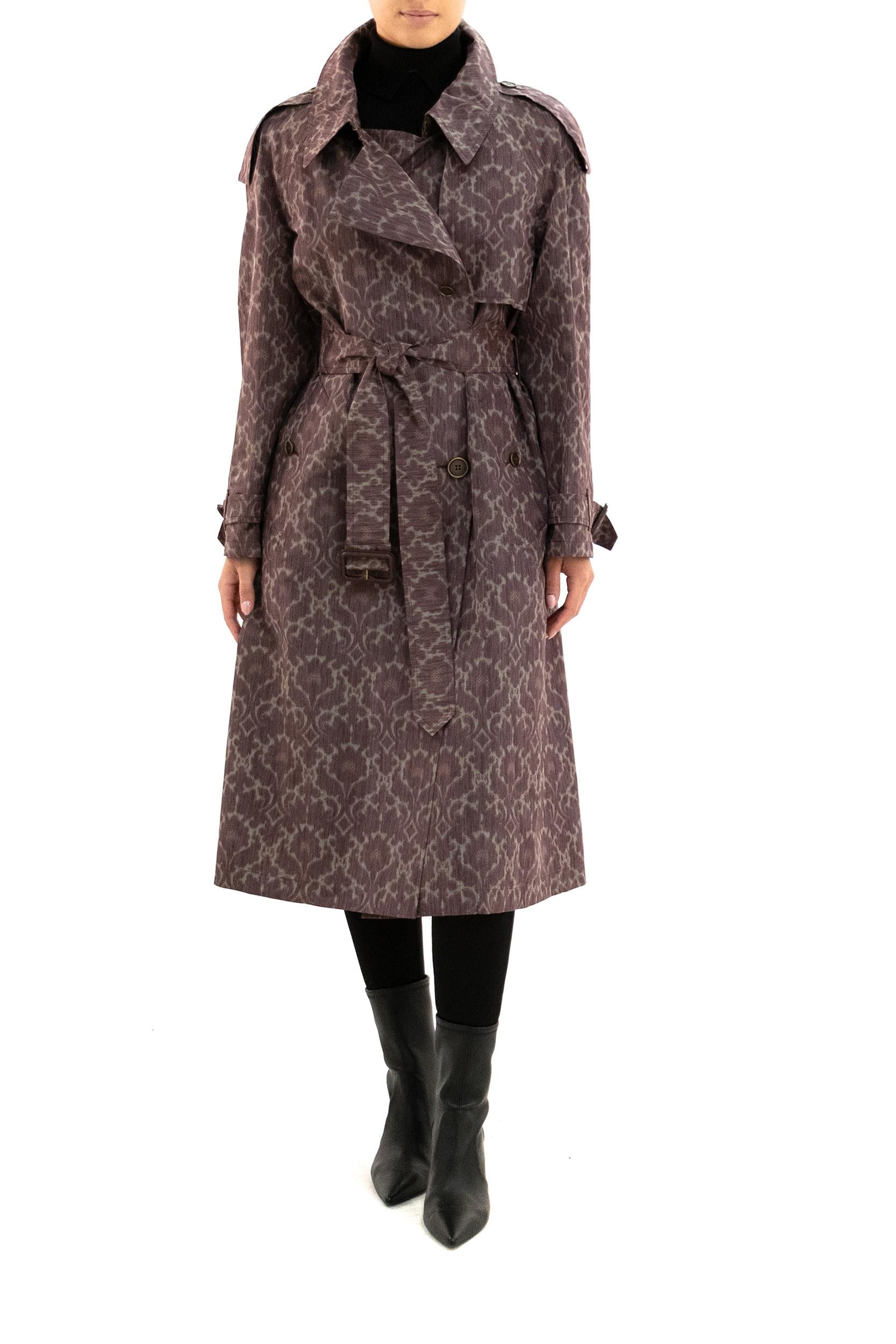 Trench Fitzrovia lungo in misto viscosa stile barocco color bordeaux <BR/> 8116993 DUCHESS PATTERN BURBERRY