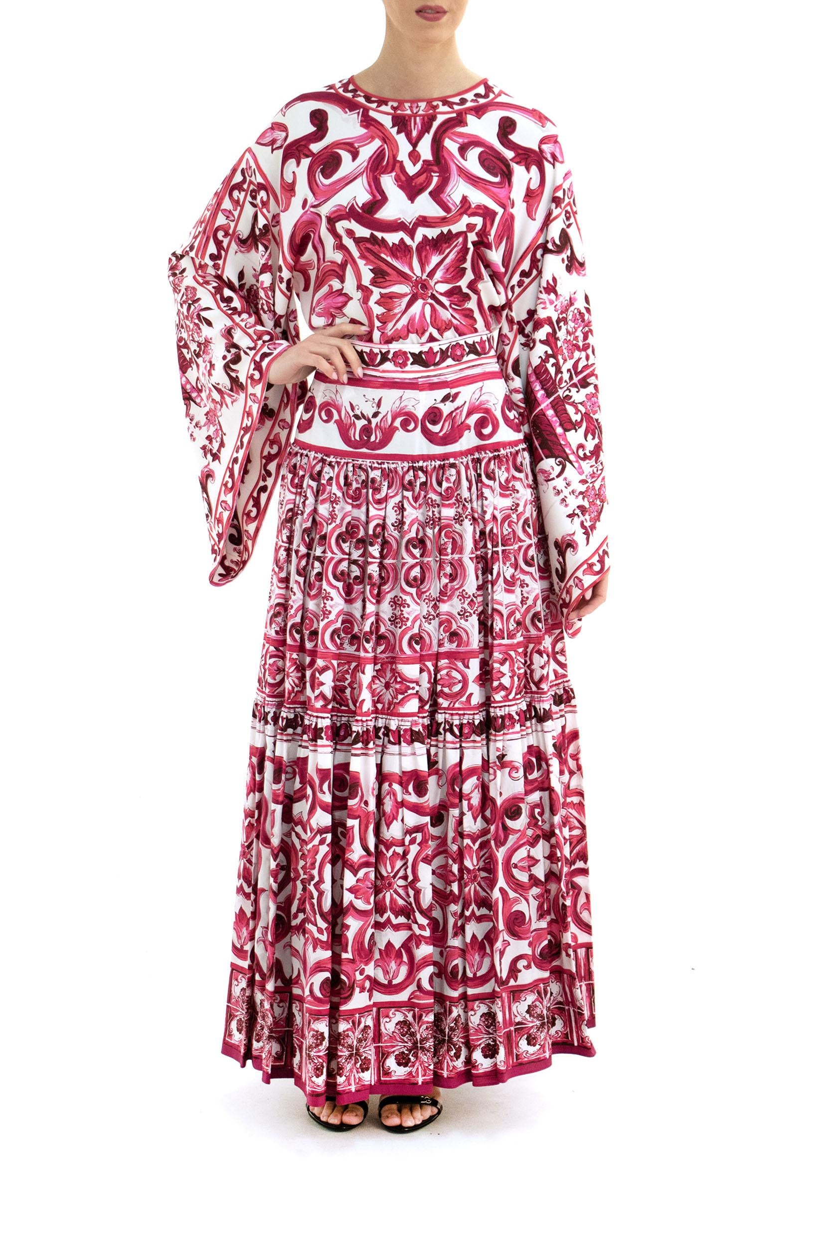 Blusa con stampa maiolica F7U77T HPABQ HE3TN DOLCE & GABBANA